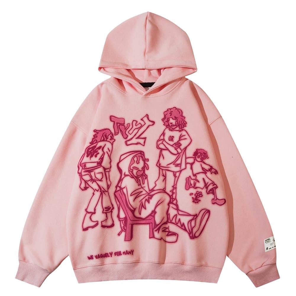 Mens Graphic Oversized Hoodie Cartoon Character Print Streetwear Casual hoodies y2k Hooded Sweatshirt