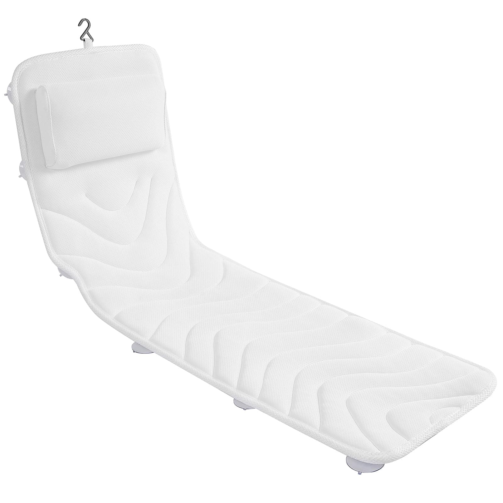 Full Body Bath Pillow for Bathtub, Non-Slip Bath Pillows for Tub, Spa Bathtub Pillow Cushion for Headrest Neck Shoulder and Back Rest Support,Relaxation Spa Accessories-50 x 15" (White)
