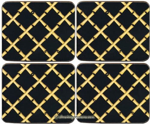 Lady Clare Bamboo, Cream on Black Coasters - Set of 4