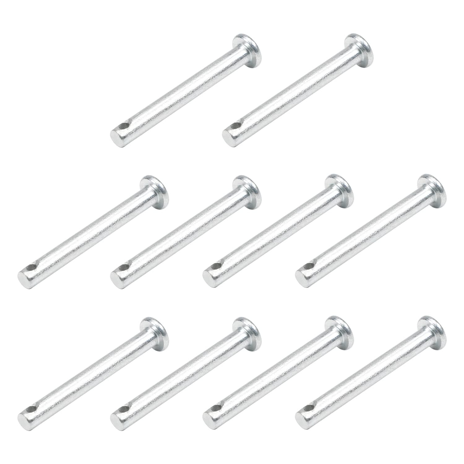 MroMax 10Pcs Single Hole Clevis Pins, M5 x 40mm Carbon Steel Galvanized Silver Flat Head Link Hinge Pin with Hole Location Pin for Furniture Installation Household DIY