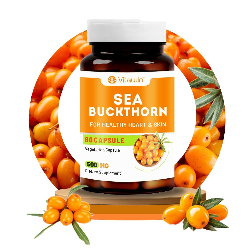 Sea Buckthorn Capsules for Daily Wellness & Skin Nutrition | 500 mg | 60 Vegetarian Capsules | Natural Herbal Supplement for Active Lifestyle & Overall Health Support