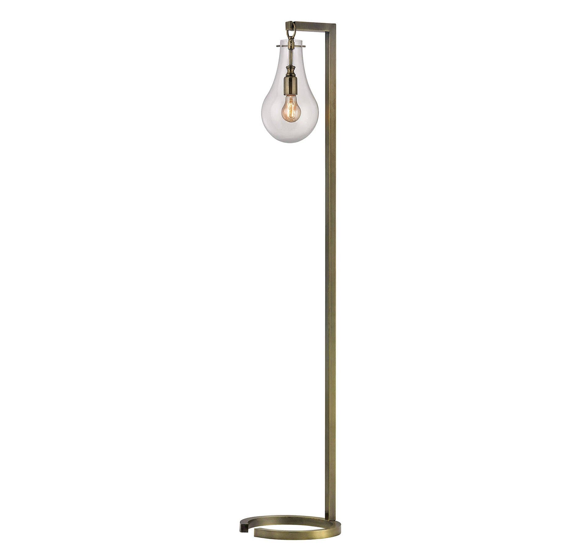 D329 Lighting Metal Floor Lamp, Antique Brass, 60" x 10" x 10"