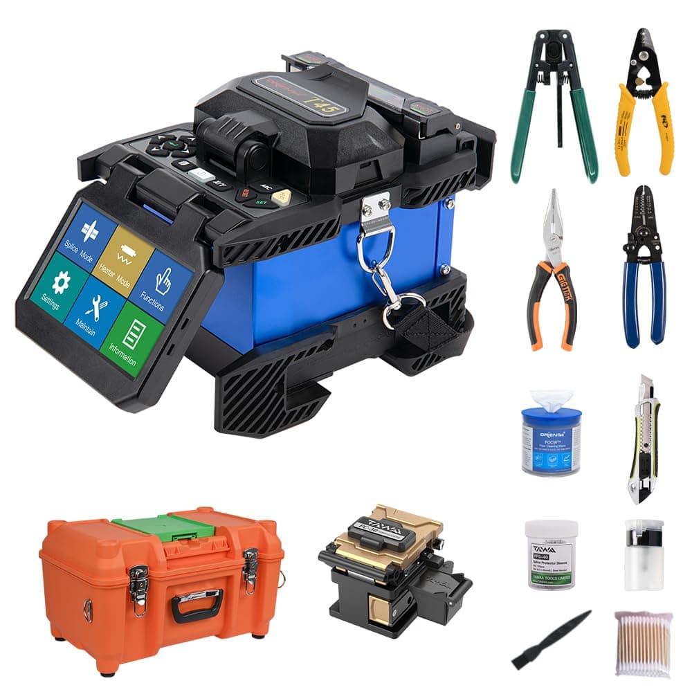 ORIENTEK T45 Core Alignment Fusion Splicer Fiber Optic Welding Splicing Machine FC-30 Optical Fiber Cleaver