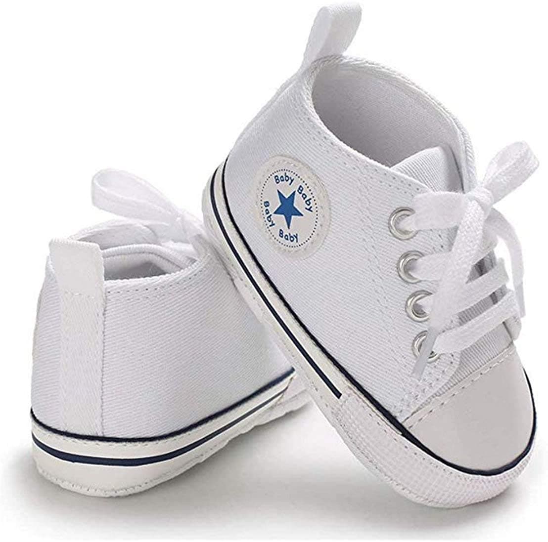 Frobukio Newborn Baby Boy Girl Canvas Sneakers Non-Slip Soft Sole First Walkers Infant
