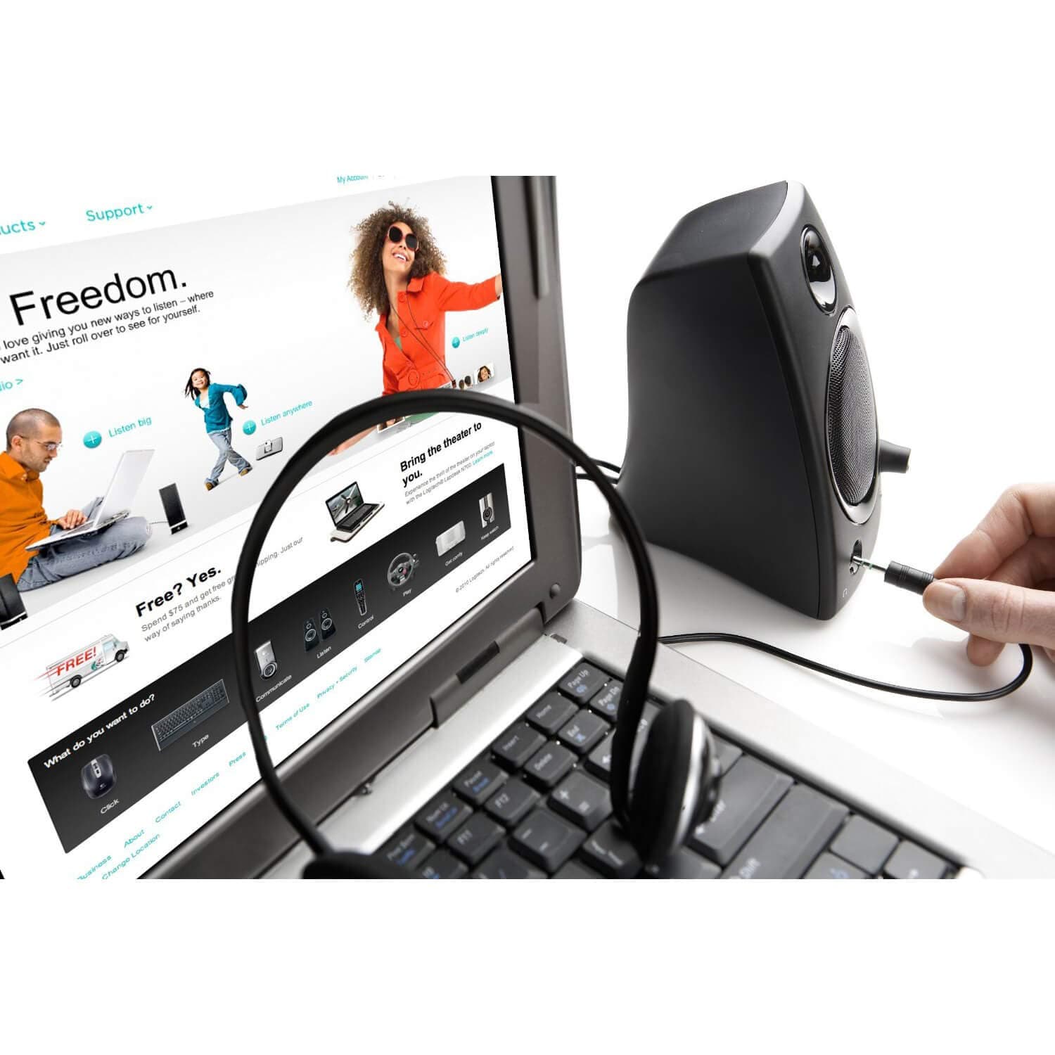 Logitech Z130 PC Speakers, Full Stereo Sound, Strong Bass, 3.5mm Audio Input, Headphone Jack, Volume Controls, Computer/TV/Smartphone/Tablet - Black