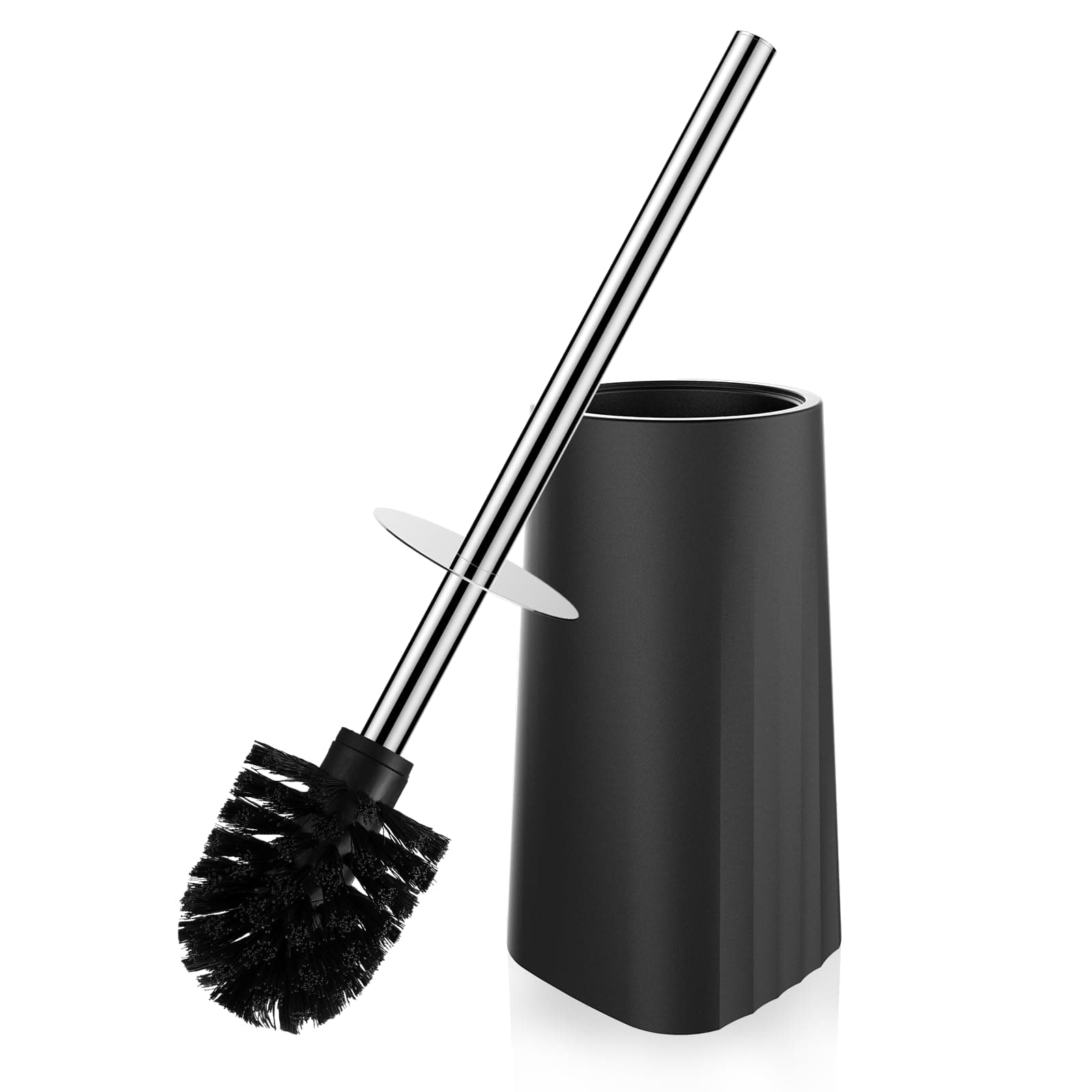 Toilet Brush, Toilet Bowl Brush and Holder Compact Size Toilet Brushes for Bathroom with 304 Stainless Steel Handle Toilet Cleaner Brush with Durable Scrubbing Bristles, Splash-Proof
