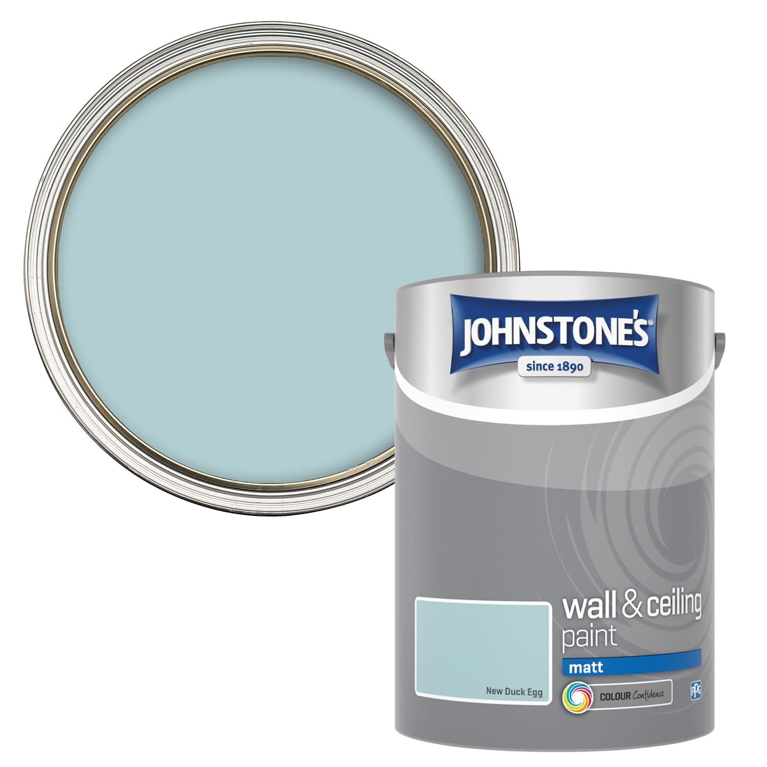 Walls and Ceilings Paint, New Duck Egg, Matt Finish, Optimal Coverage, Easy to Apply, Dry in 1-2 Hours, 12m2 Coverage per Litre, 5 L