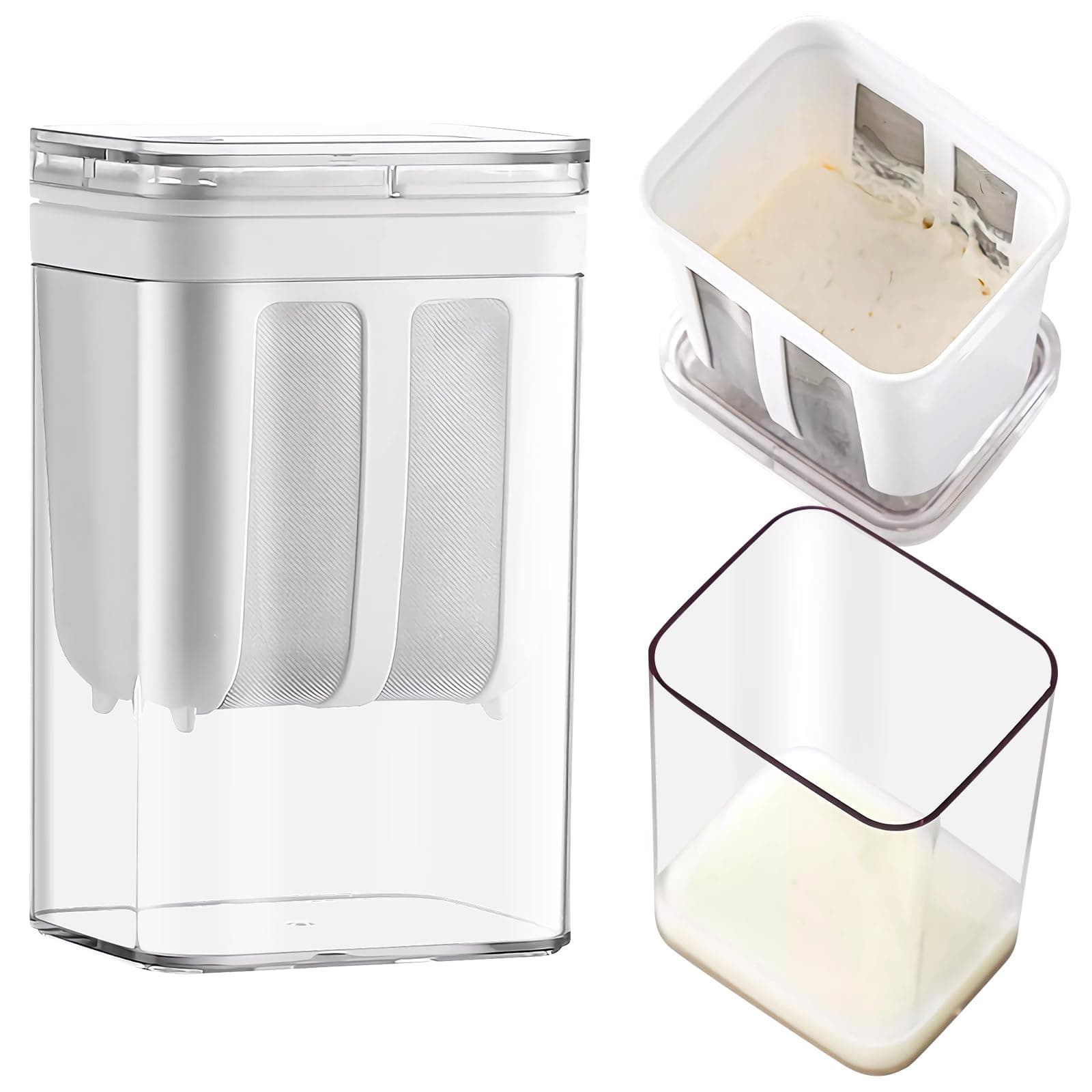 Mesen Yogurt Strainer, 1100 ML Cheese Yogurt Maker with a Fine Mesh BPA-Free, Food Strainer Reusable Kitchen Tools Household Homemade Washable with Lid for Making Thick Yogurt Soybean Milk