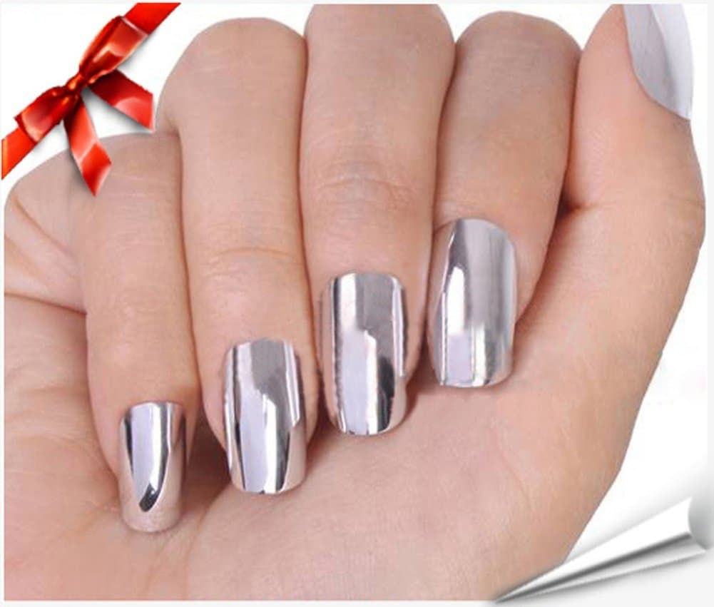 So Beauty Nail Art Polish Silver Metallic Foil Sticker Patch Wraps Tips 16pcs