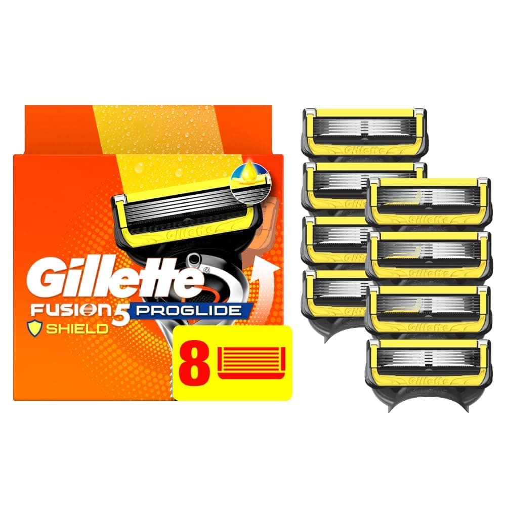 Gillette ProGlide Shield Razor Blade Refills for Men, 5-Blade Cartridges with Lubrication, Precision Trimmer, Fits Fusion5 and ProGlide Handles, 8 Count
