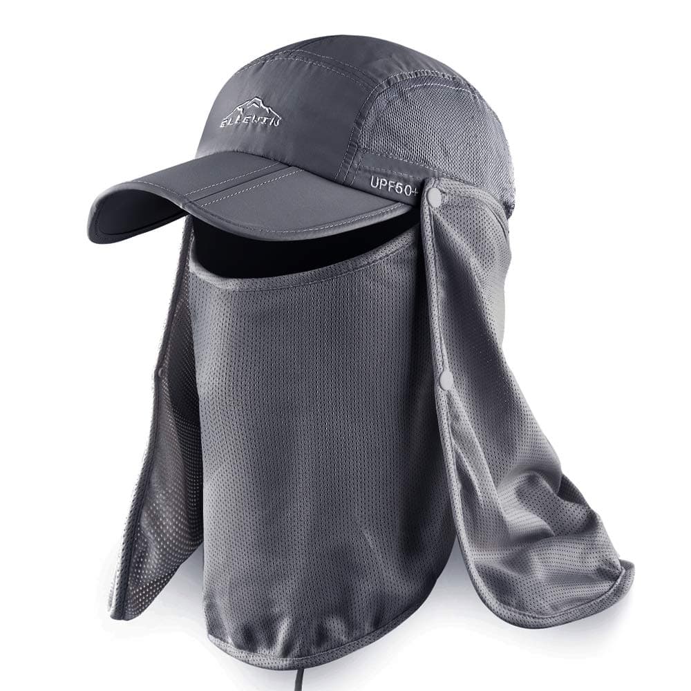 Outdoor Sun Hat for Men Women UPF 50+ Fishing UV Hat with Neck Flap Face Cover for Sun Protection
