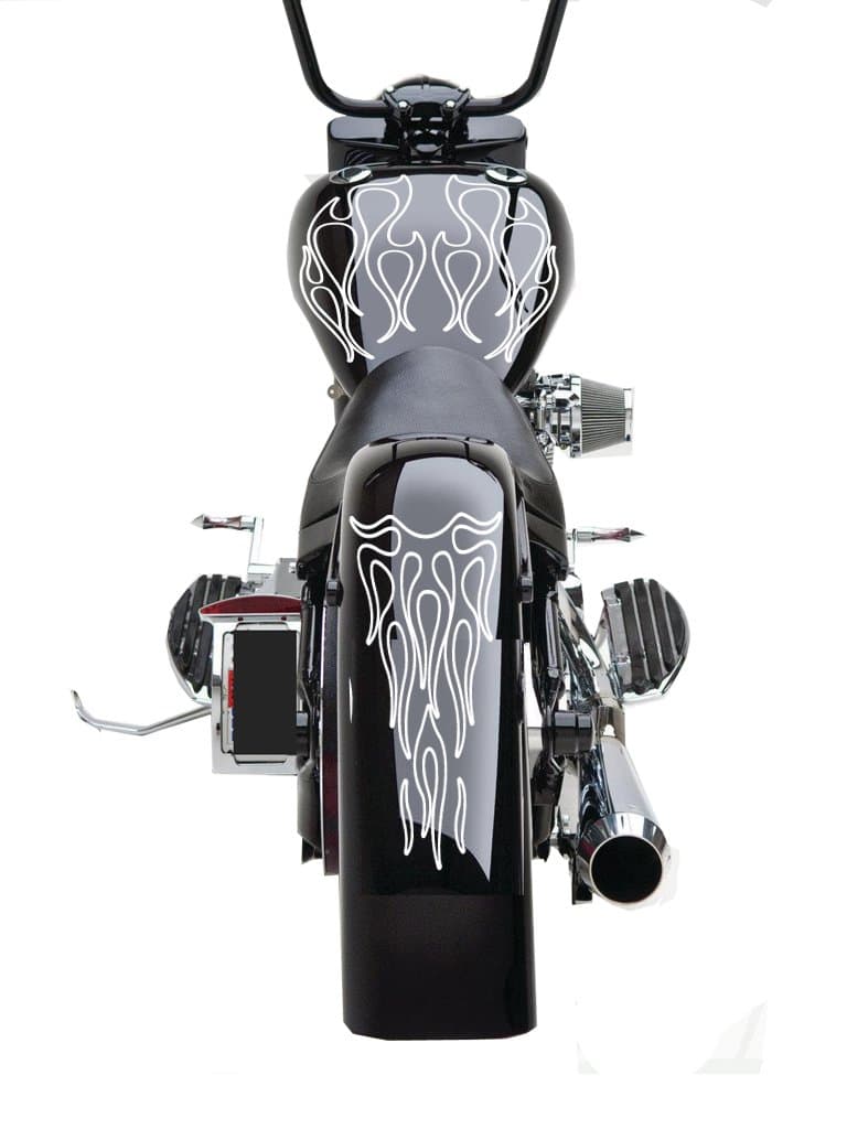 FGD Motorcycle Ghost Flame Set Gas Tank & Fender Decals Stickers (GFFS02) Universal