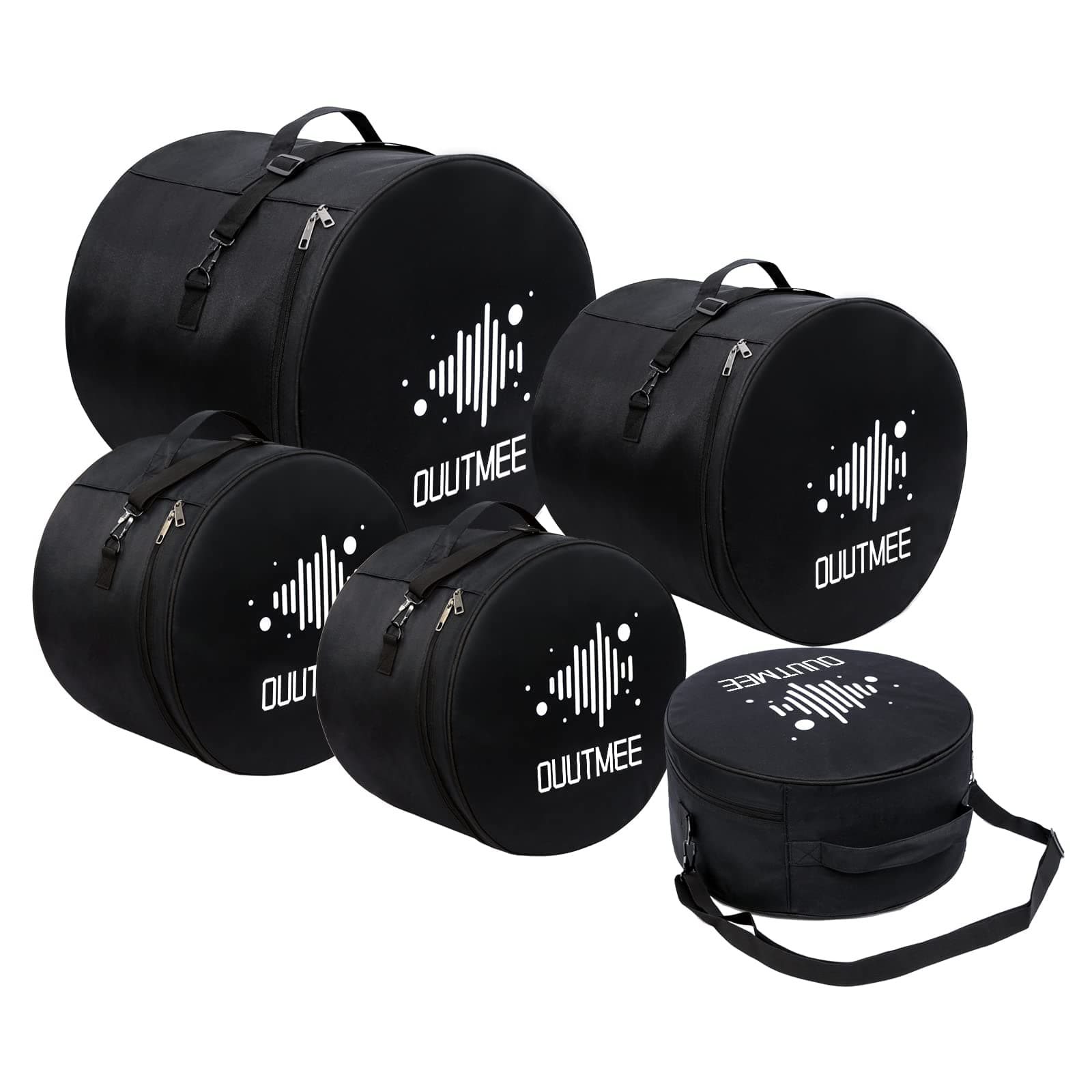 OUUTMEE 5-Piece Drum Bag Set For Snare Drum,12" Tom, 13" Tom, 16" Floor Bass Tom, 18" Tom, 22”/24" Bass Drum