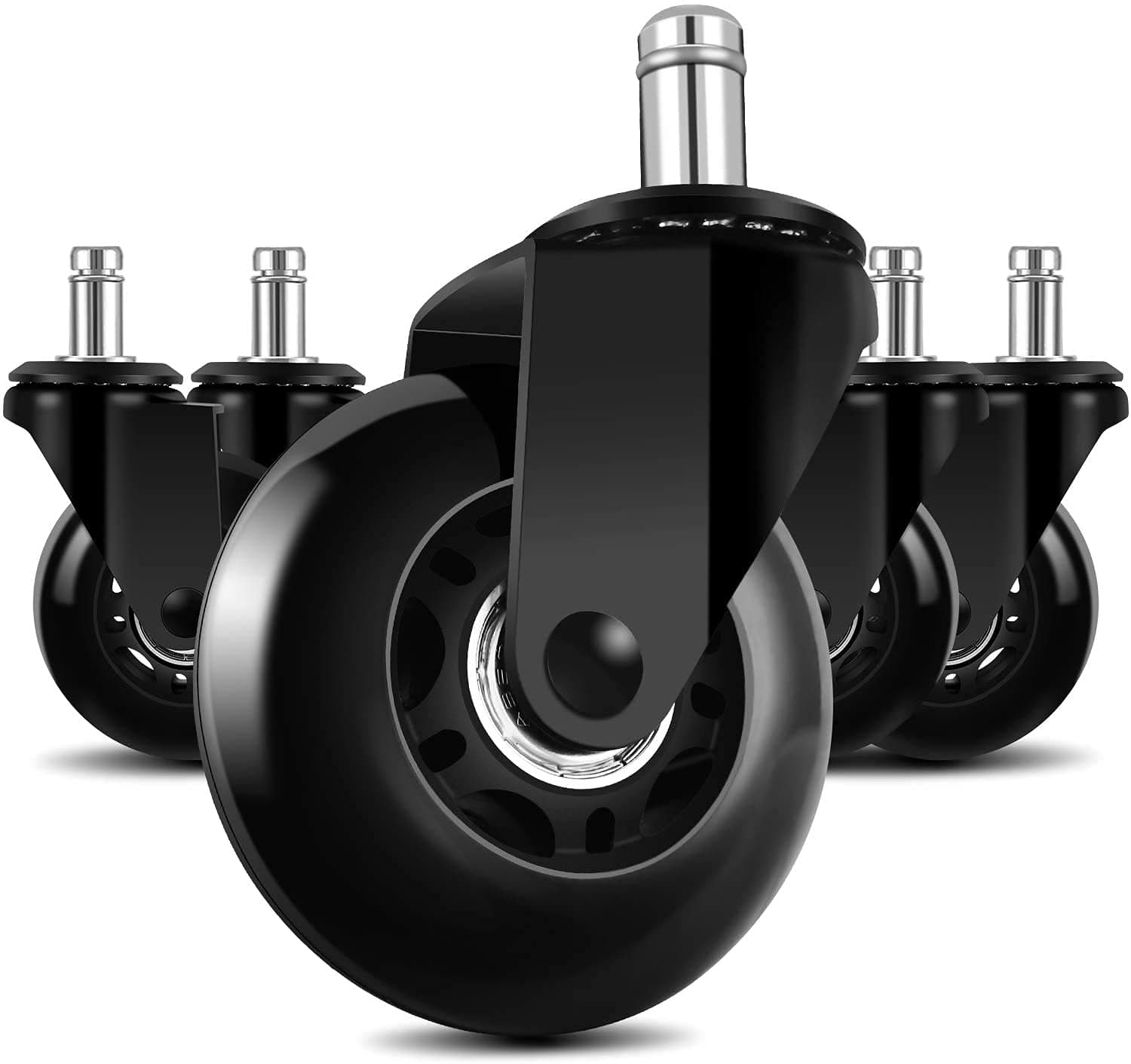 Office Chair Caster Wheels 2.5 Inch Set of 5 Rubber Chair Casters Heavy-duty Wheels for Office Rolling Chair for Hardwood Floors and Carpe,Universal Fit for Most Chairs