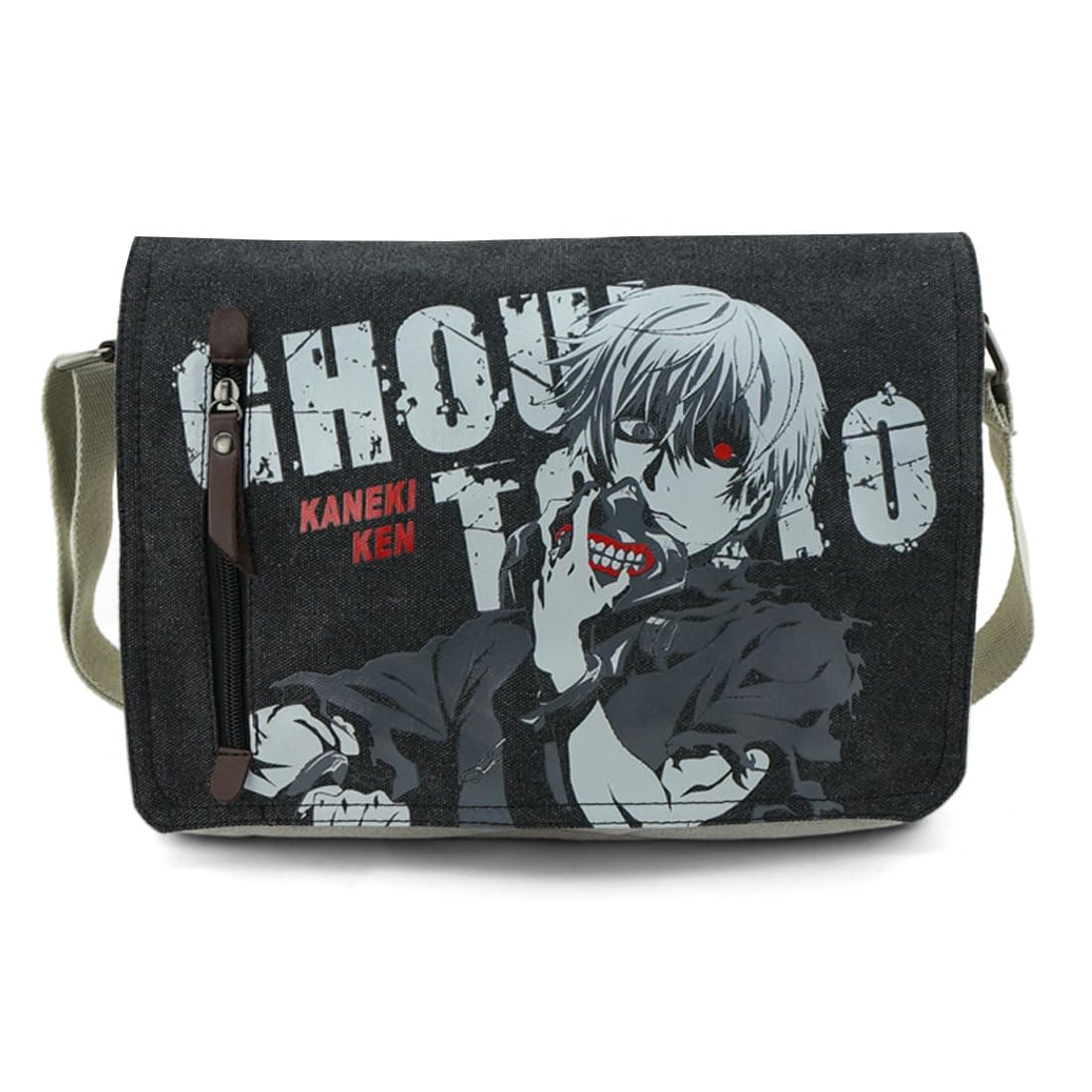 Larswon Canvas Shoulder Bag Anime Messenger Bag Crossbody Bag Satchel Kaneki School Bag Gray, Gray, Large