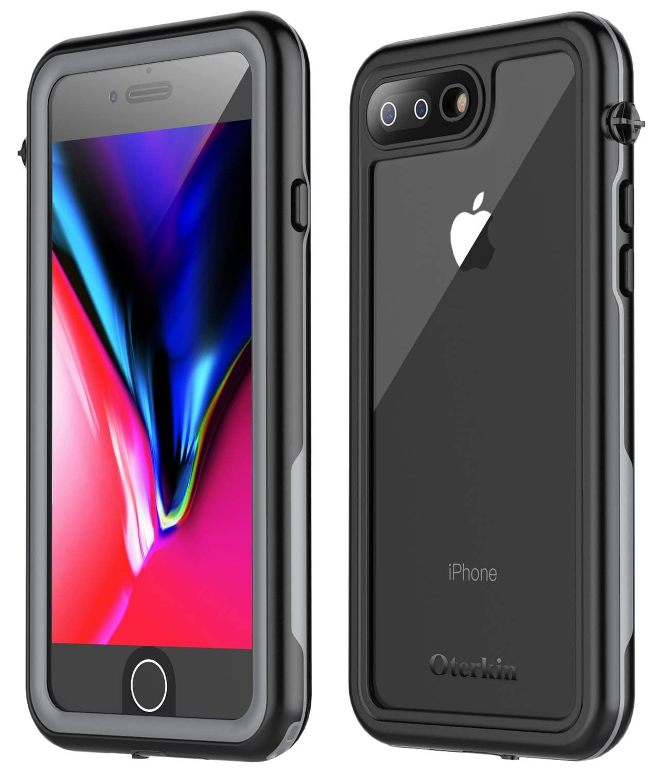 Oterkin iPhone 7 Plus Waterproof Case,iPhone 8 Plus Waterproof Case Built in Screen Protector 360° Full Body Protective Shockproof Dirtproof 【IP68】 Waterproof Case for iPhone 7 Plus/8 Plus(5.5inch)