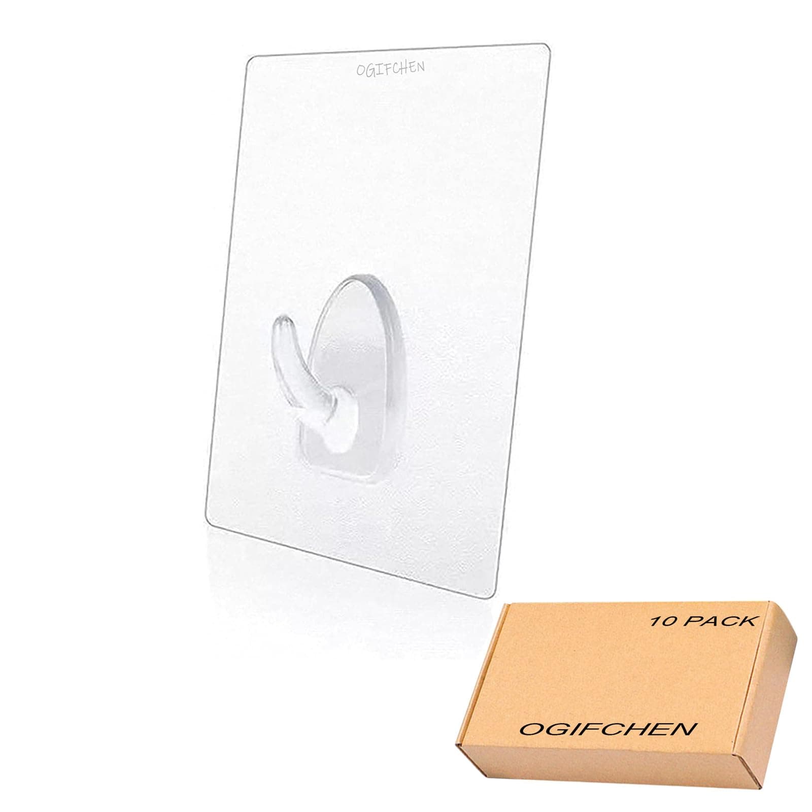 FIGO 10 Packs 15lB(Max) Seamless Small Wall Hooks Adhesive Transparent Seamless Hooks Very Creative, Practical Hook for the Drill-free Wall