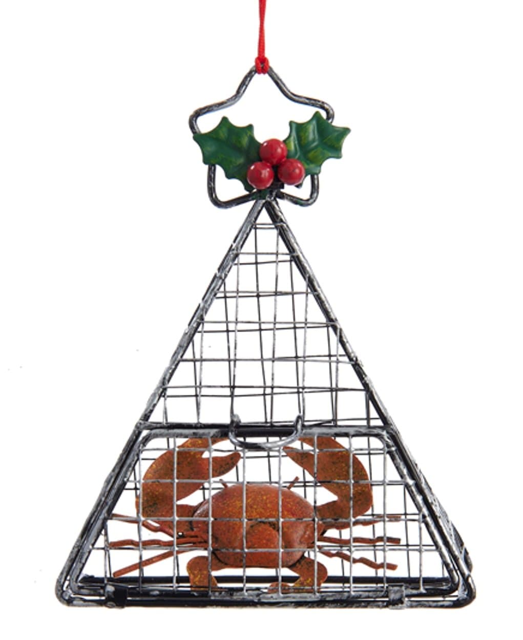 Kurt Adler Wire Hanging Cage with Crab Christmas Ornament