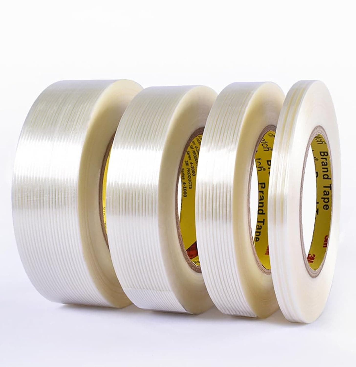 Rubik Filament Strapping Tape Roll 40mm x 50m, Heavy Duty Transparent Fiberglass Adhesive Packaging Tape (1 Pack)