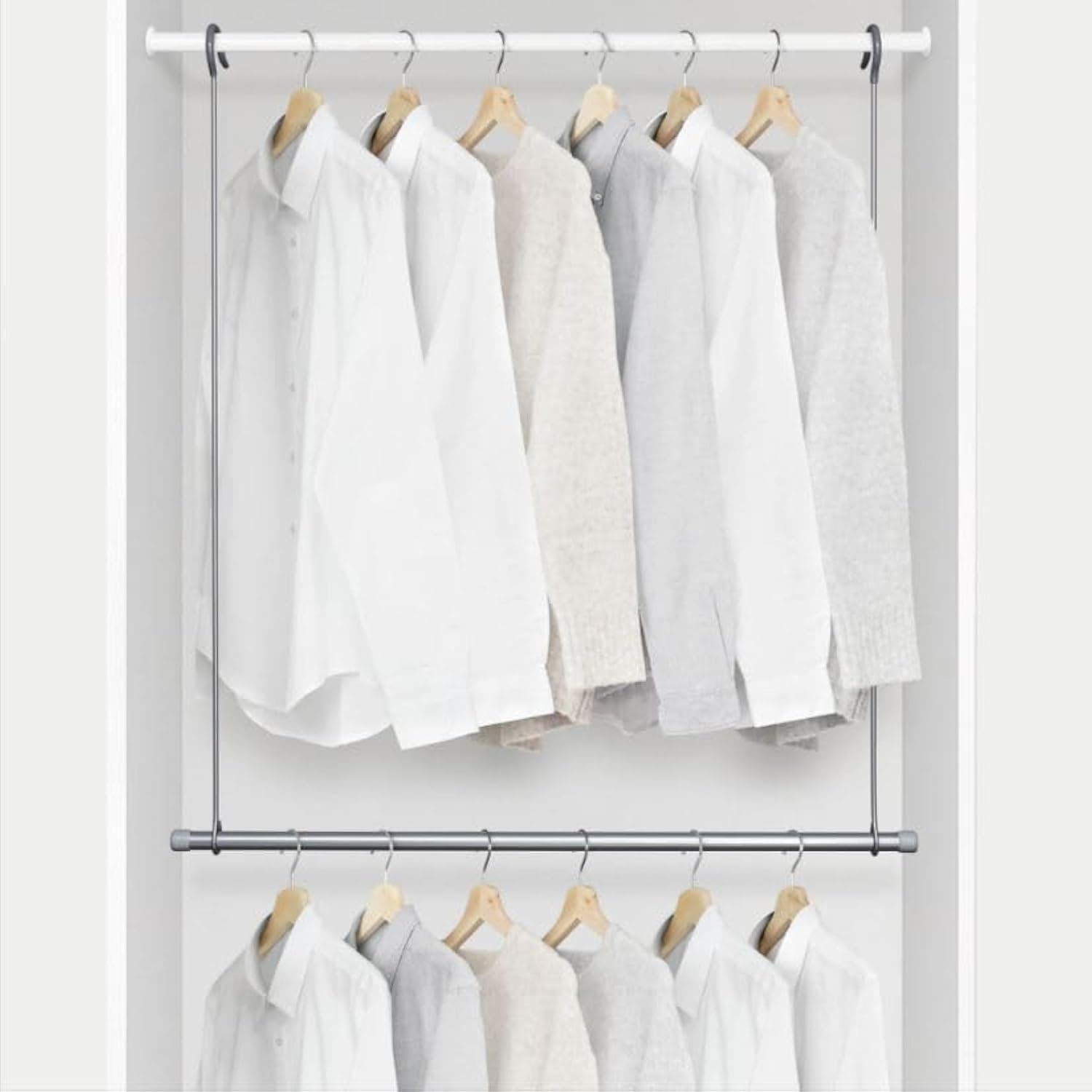 Rayen Double Hang Closet Rod, steel, Gray, 77x85 cm