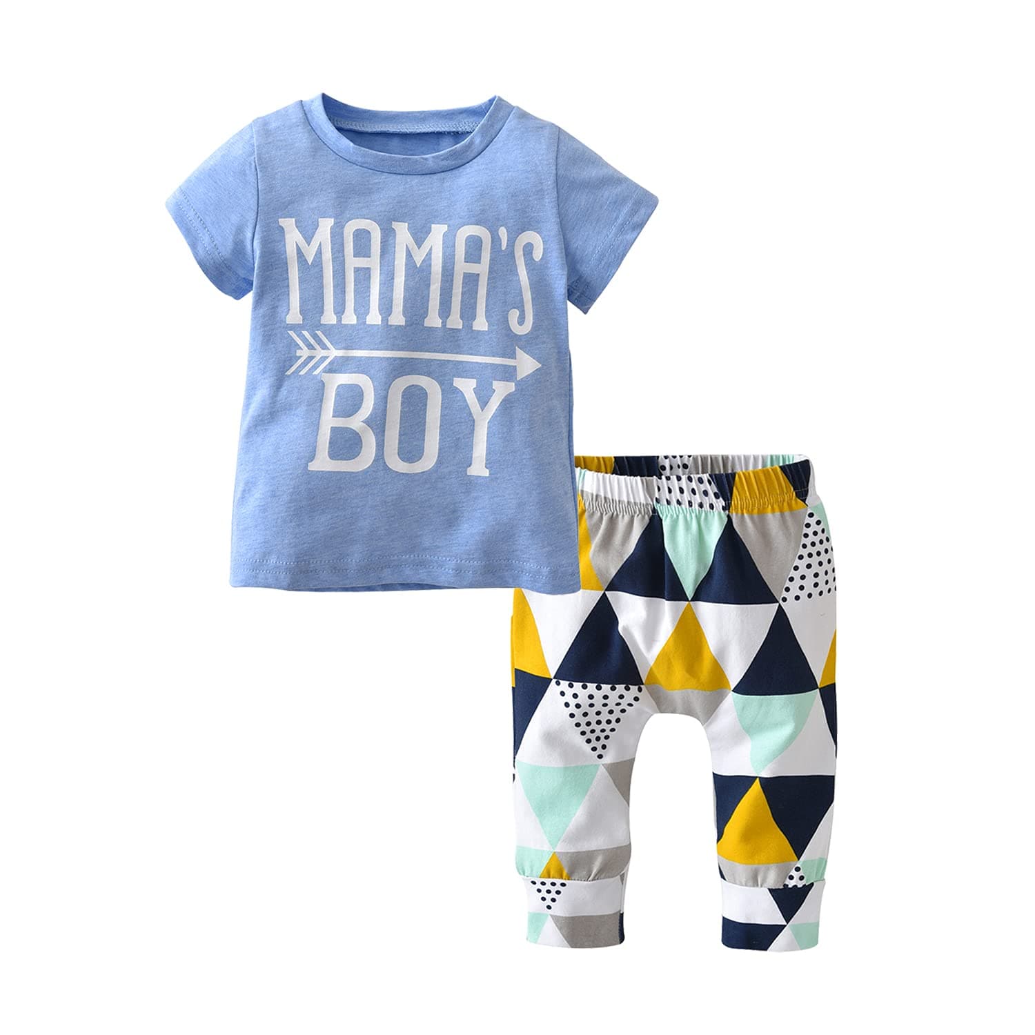 Derouetkia Baby Boys Summer Mama's Boy Short Sleeve T-Shirt Tops Pants Clothes Set