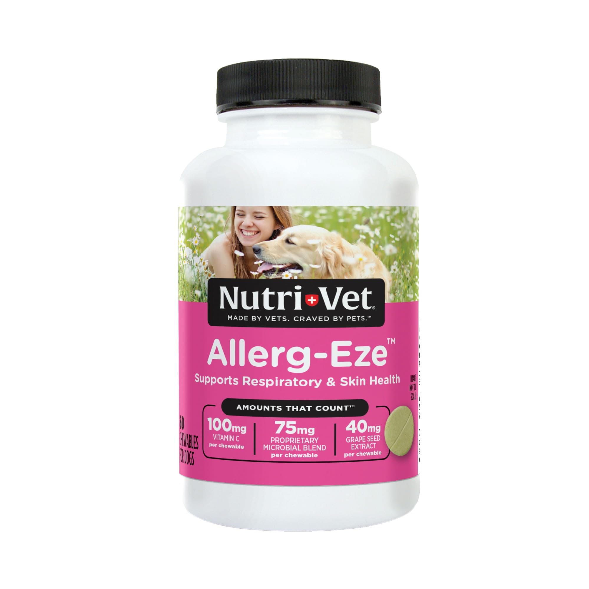 Nutri-Vet Allerg-Eze Chewables for Dogs, Antioxidants & Omega-3 Fatty Acids, Allergy Relief Supplement, Supports Skin, Coat & Respiratory Health, 60 Count