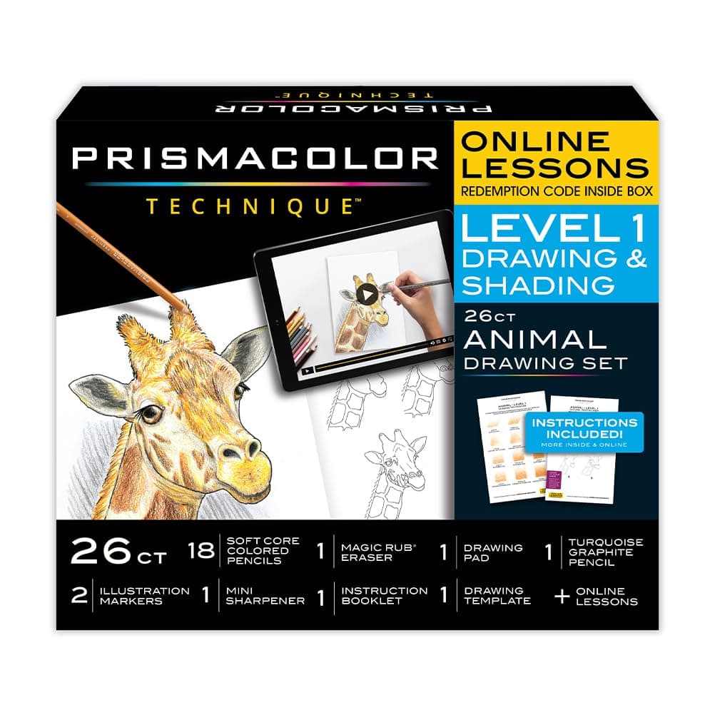 Prismacolor Technique Art Supplies with Digital Art Lessons Animal Drawings Set Level 1 How to Draw Animals with Colored Pencils Graphite Pencils and More Fox Drawing Lesson 26 Count