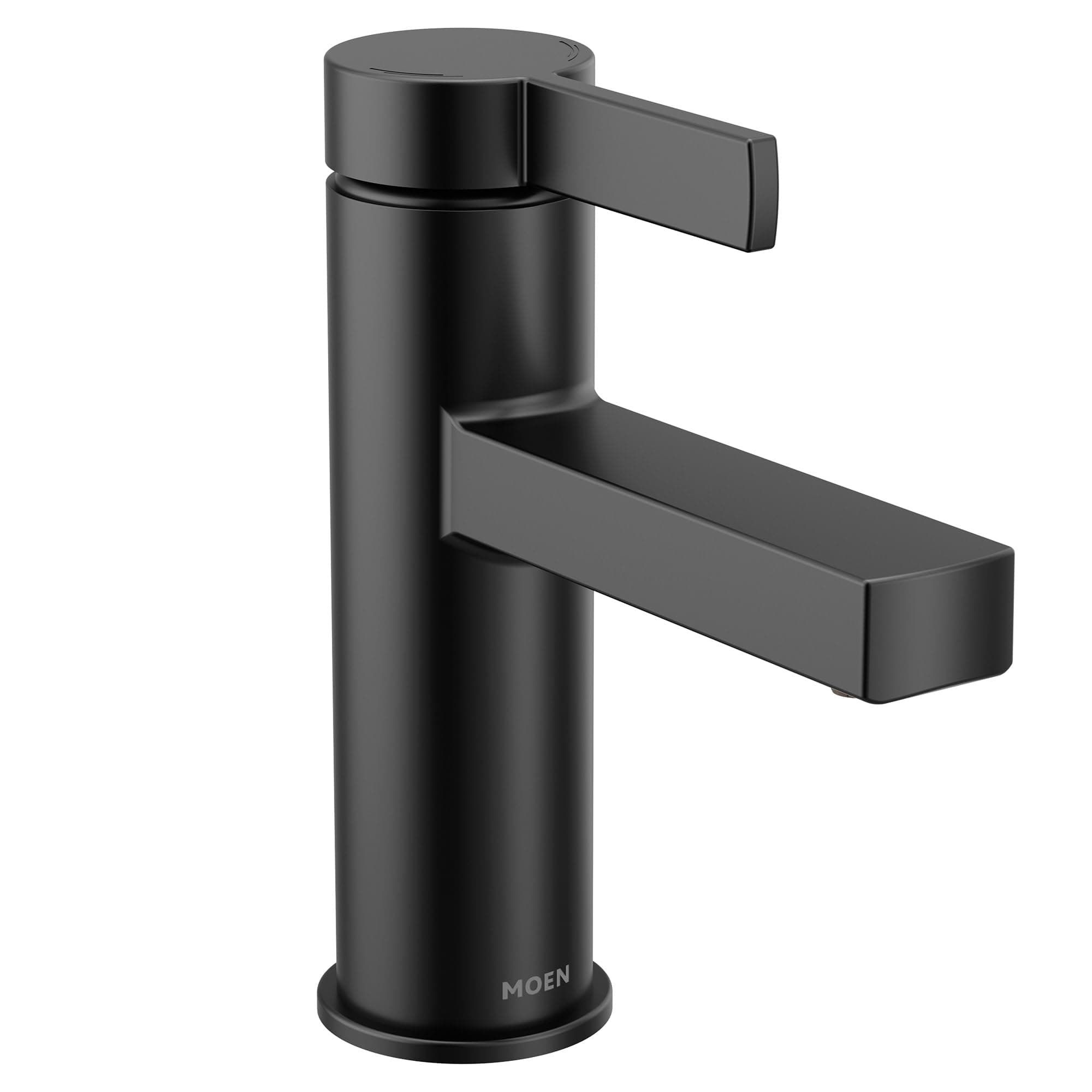 Moen Beric Matte Black Modern One-Handle Single Hole Bathroom Faucet with Drain Assembly and Optional Deckplate for Your Bath Sink, 84774BL