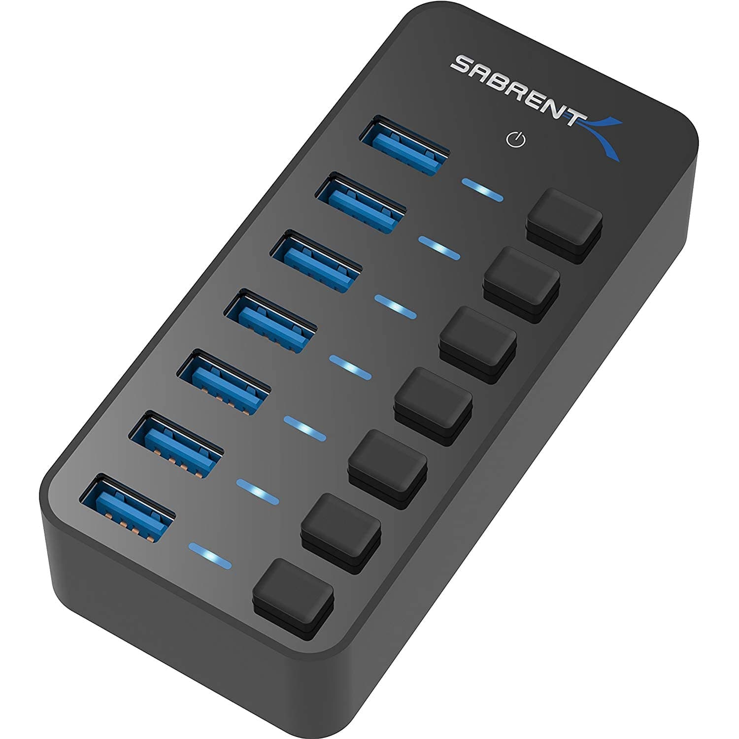 36W 7-Port USB 3.0 Hub with Individual Power Switches and LEDs includes 36W 12V