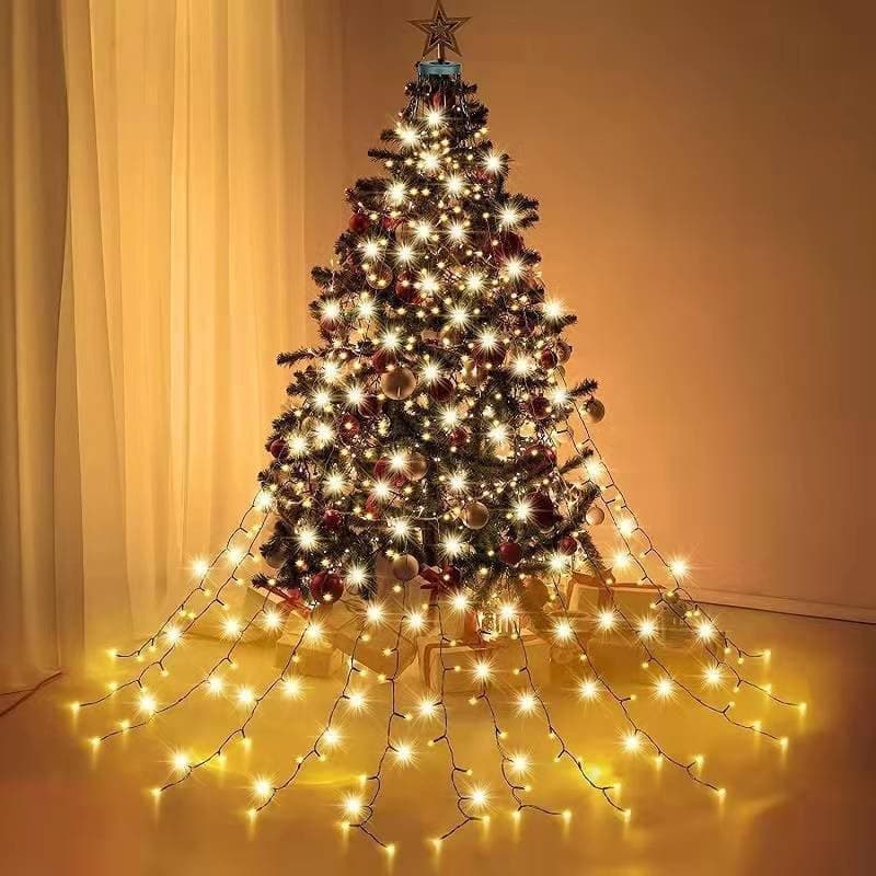 GGEROU 6.6FT Christmas Tree Lights with Ring, 16 Strings 400 LEDs Christmas String Lights with 8 Models & Memory Function,Waterproof Christmas Tree Lights for Xmas New Year Party Decoration