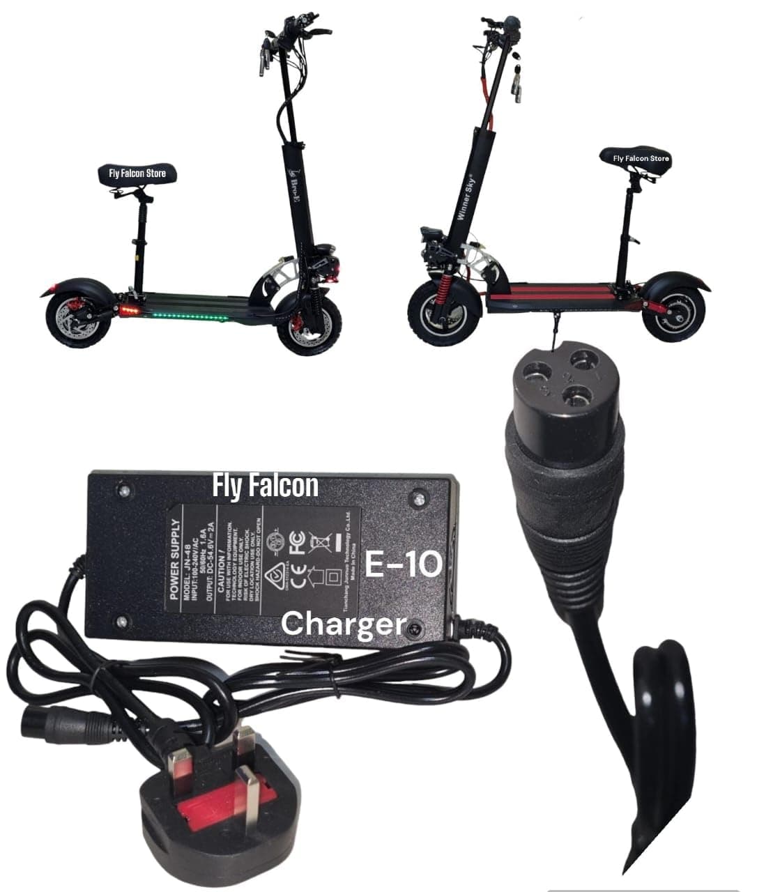 E10 Scooter Fast Charger Model JN-48, 42V 2A Electric Scooter Charger, 48V Lithium Battery Charger, Charge Fast, Ride Faster – Scooter chargers that keep your journey swift., Black