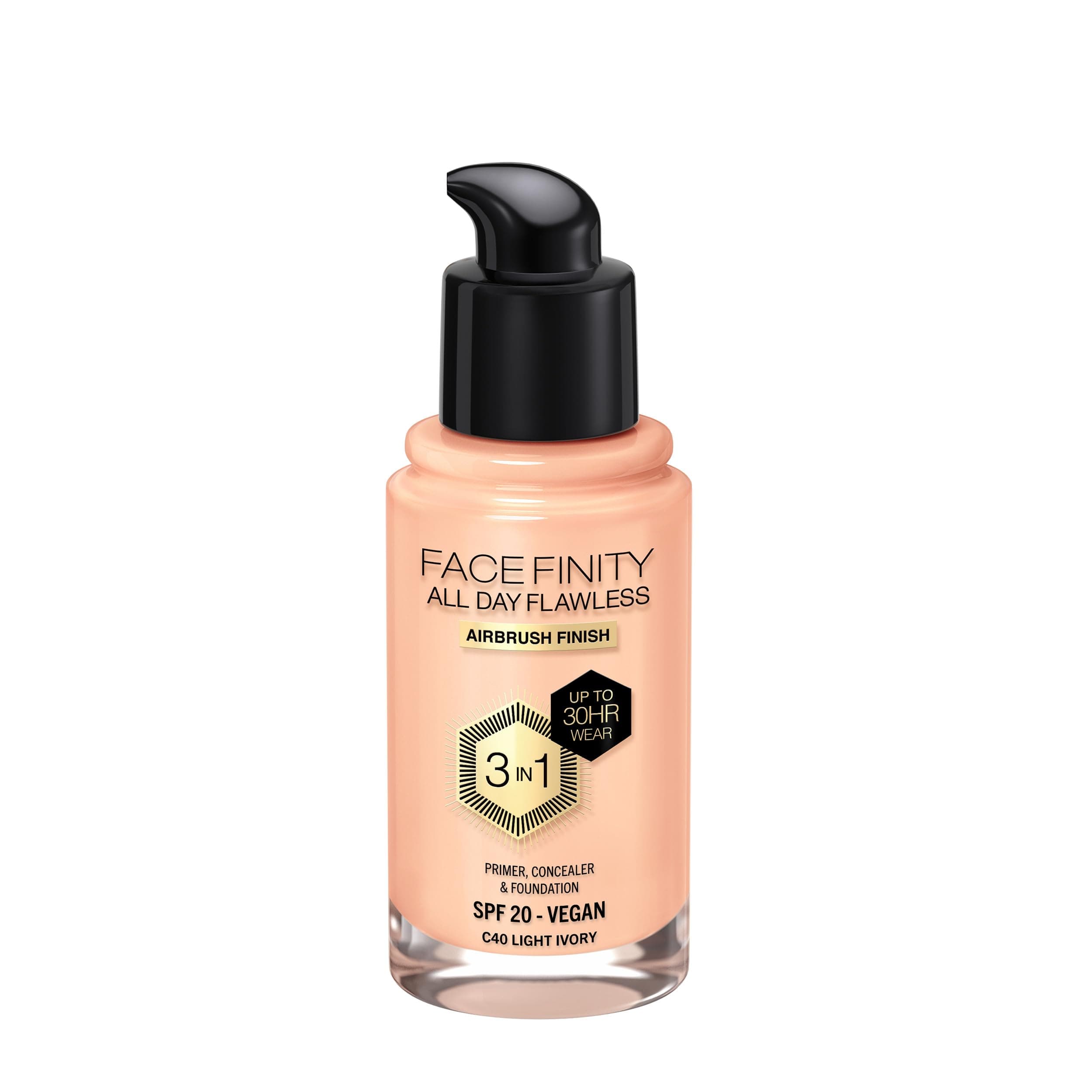 Max Factor Facefinity All Day Flawless 3-in-1 Foundation - C40 Light Ivory, 30ml