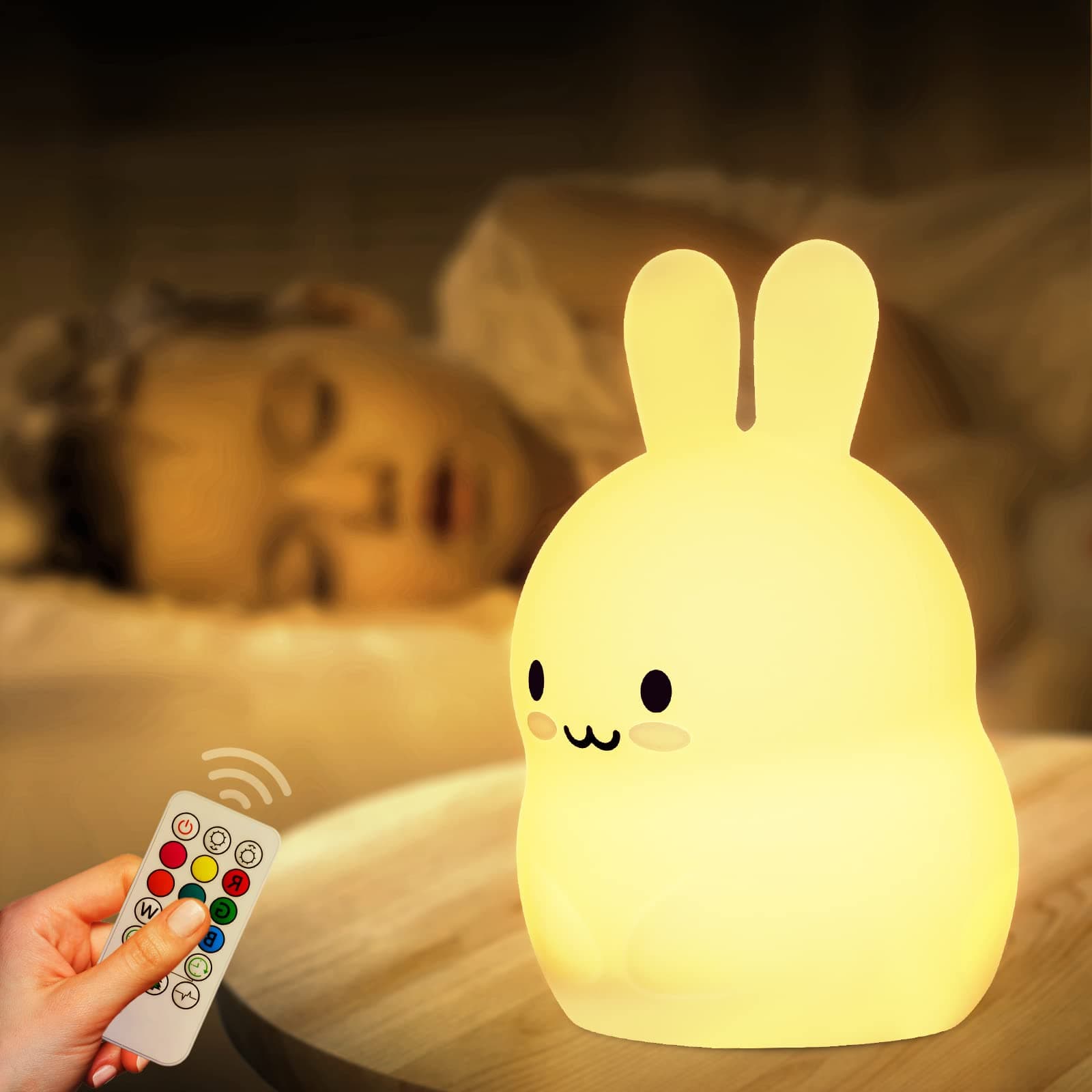ShaArkMango LED Night Light for Kids Toddler Bed Room Decor Aesthetic, Soft BPA Free Silicone, Cute Animal Night Lamp Color Changing NightLight Dimming & Timer &Rechargeable Baby Shower Gifts