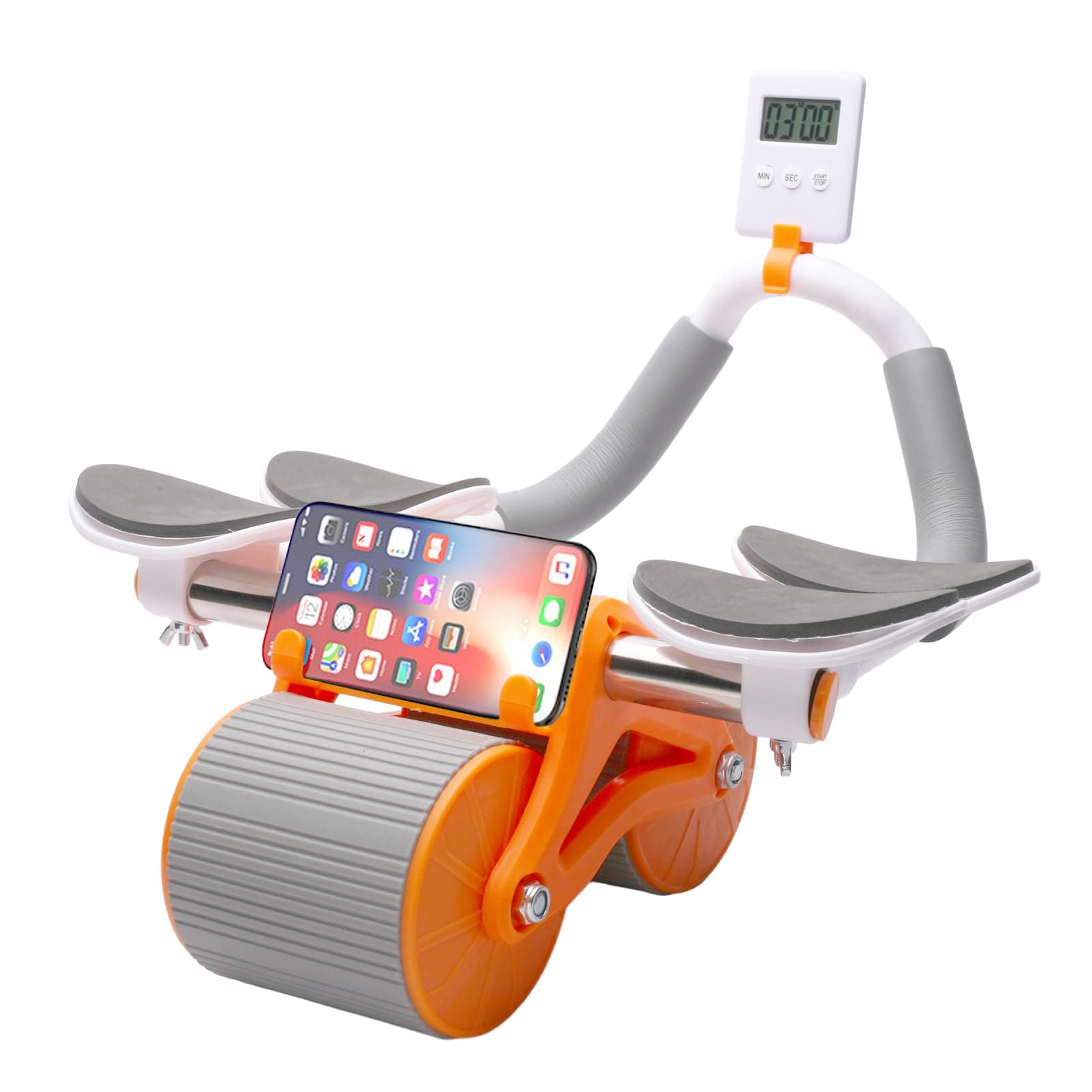 Automatic Rebound Ab Abdominal Exercise Roller Wheel , Exercise Roller Wheel with Dual Elbow Support and Timer,Abs Roller Wheel Core Exercise Equipment.