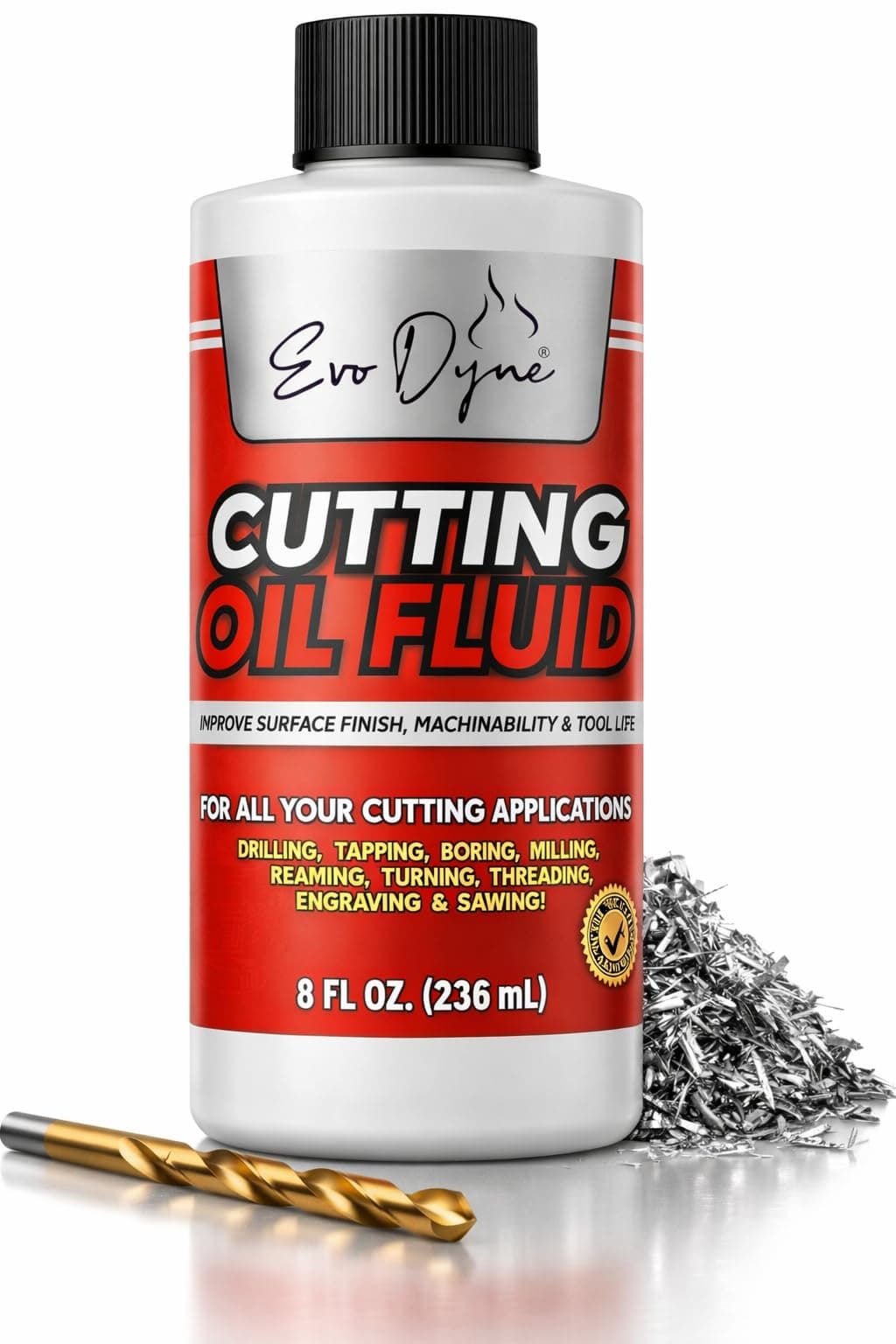 Cutting Oil, Cutting Fluid 8-OZ, Made in The USA | Cutting Oil for Drilling, Tapping, Milling | Professional Grade Fluid - Safe on Metal & Glass by Evo Dyne
