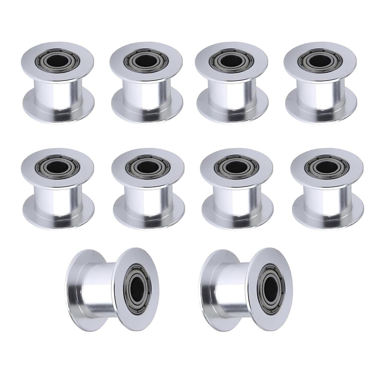 GT2 Idler Pulley Width 10mm 20 Toothless Bore 5mm 20T Idler for 3D Printer 9mm/10mm Width GT2 Timing Belt. (10 pcs)