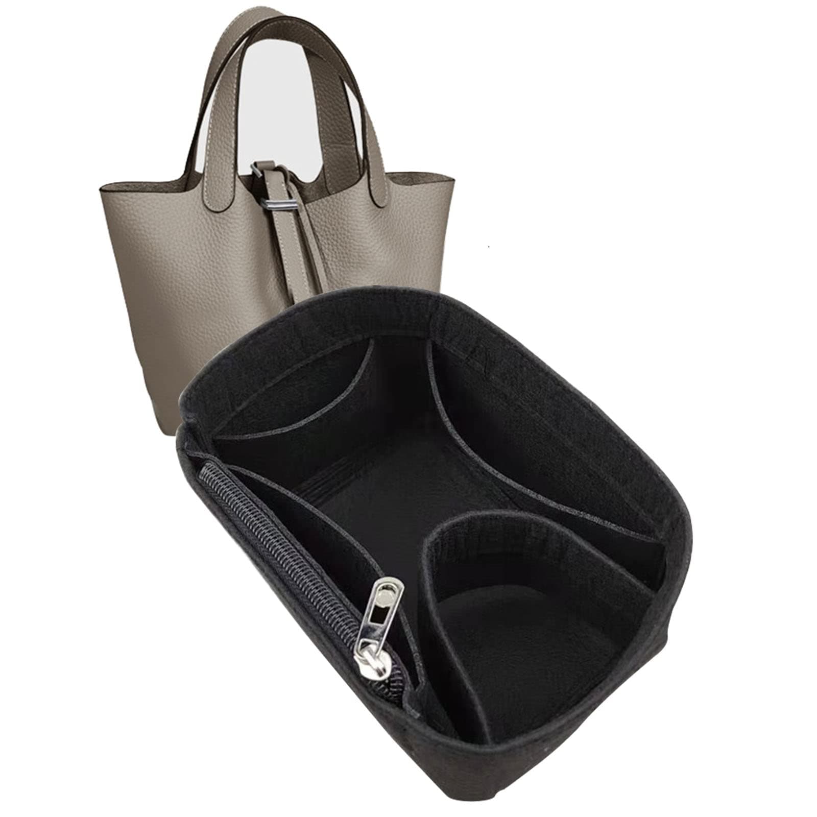Lckaey Purse Organizer for hermes picotin 18 strap picotin 22 26 bag insert 1098black -L