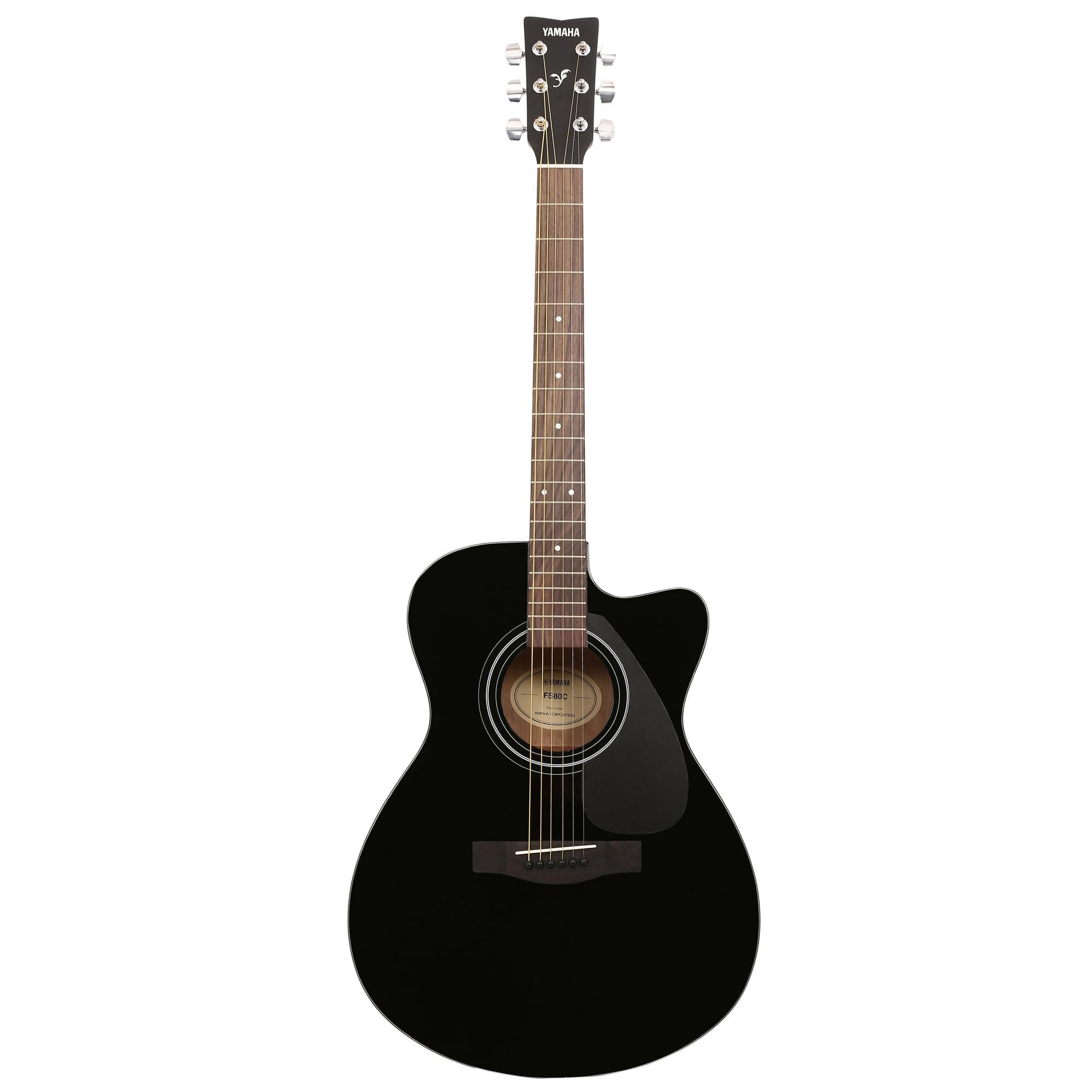 Yamaha FS80C Concert Cutaway Acoustic Guitar – Black, Spruce Top, 6-String Full-Size Guitar with Rosewood Fingerboard, Ideal for Beginners & Intermediate Players