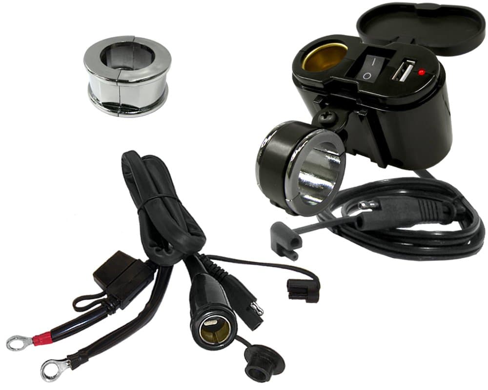 EK1-110BC Black Classic Cobra Ultimate Motorcycle USB Charging System