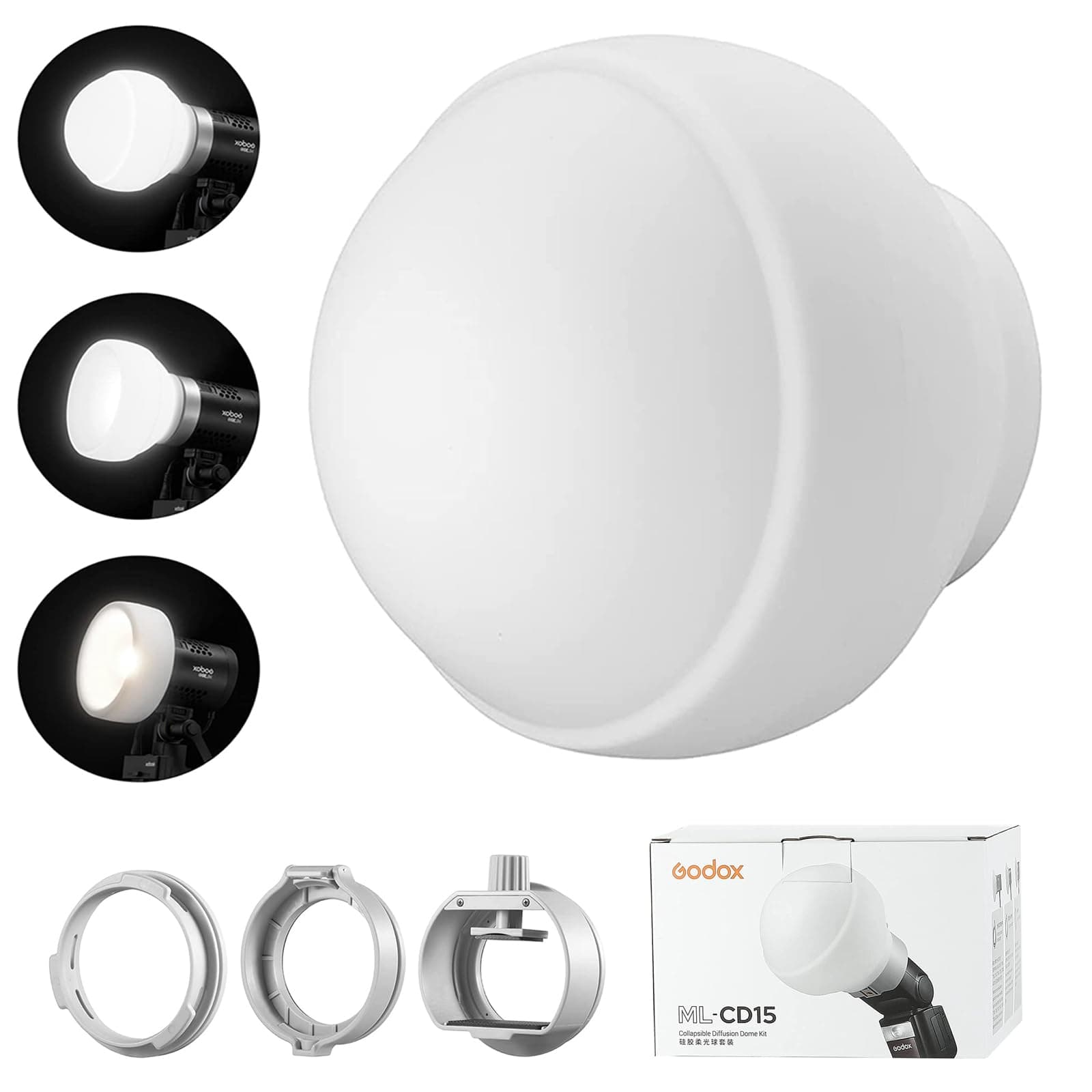 ML-CD15 Camera Flash Diffusion Dome for Godox V1 V860III V860II V850II TT685II TT600 TT560II TT520II TT660 ML30 ML30Bi ML60 ML60Bi AD100PRO AD200PRO AD300PRO AD400PRO
