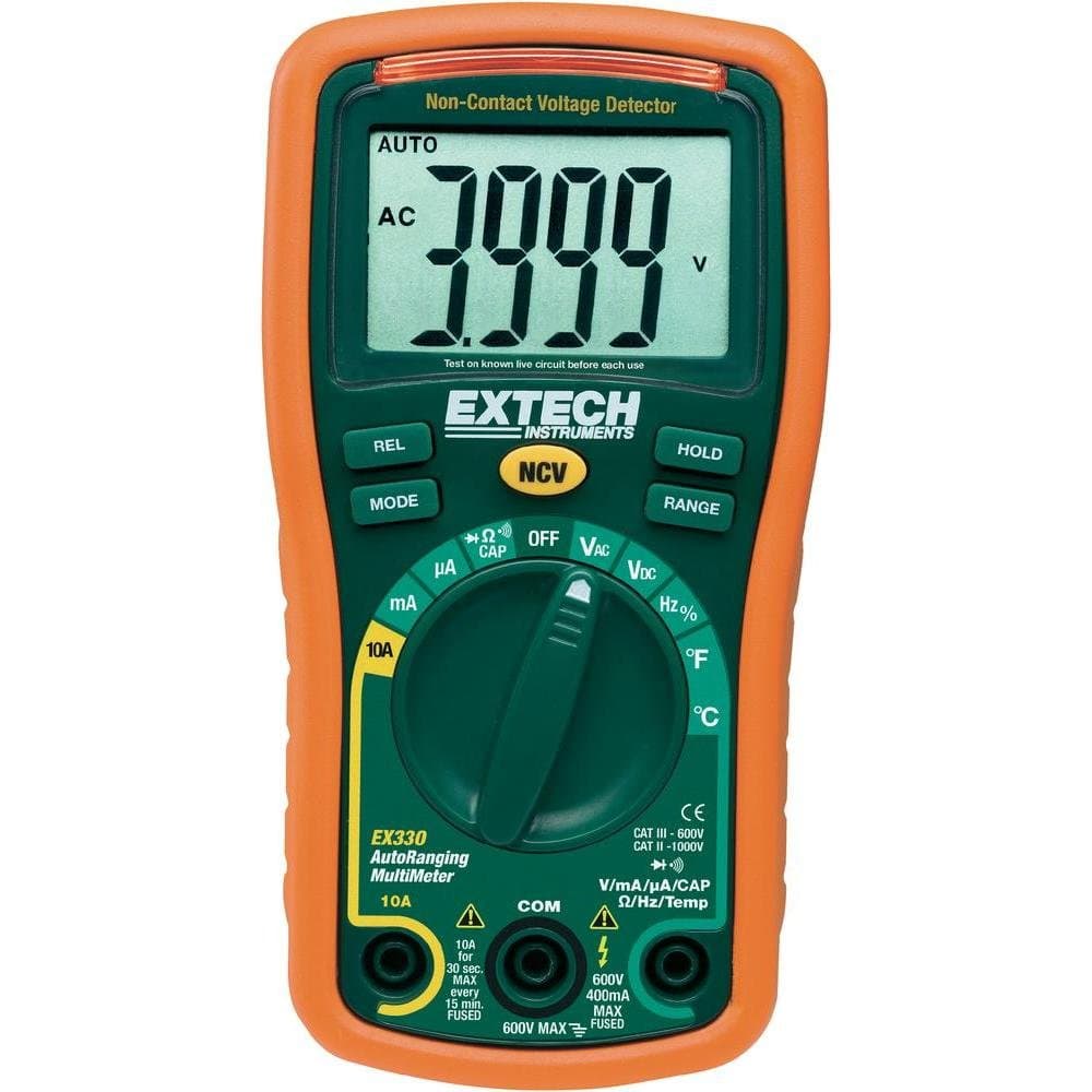 EX330 Autoranging Mini Multimeter with Built in Thermometer, Type K Remote Probe