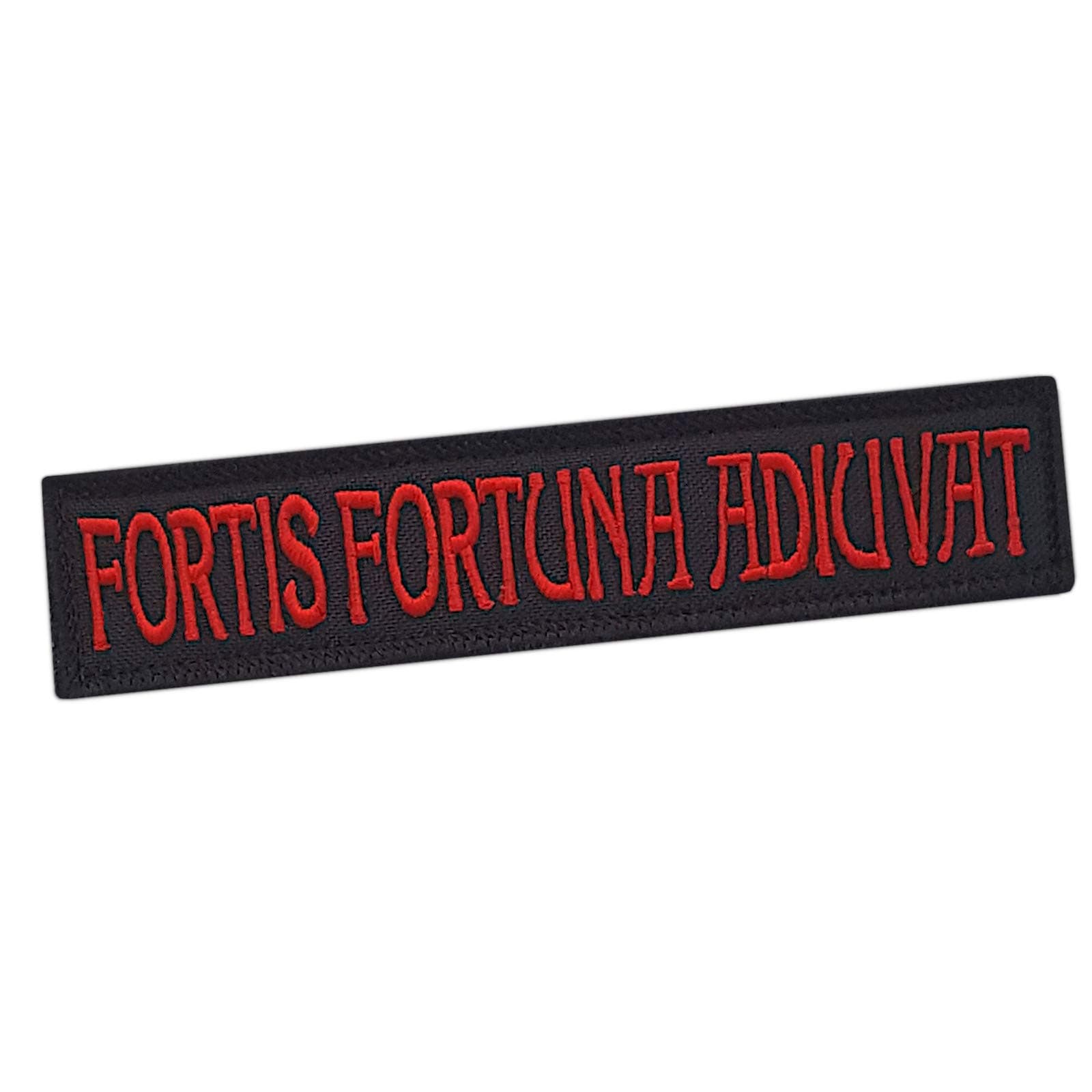 LEGEEON Fortis Fortuna Adiuvat 1x5 Black/Red Name Tape John Wick Morale Tactical Military Hook-and-Loop Patch