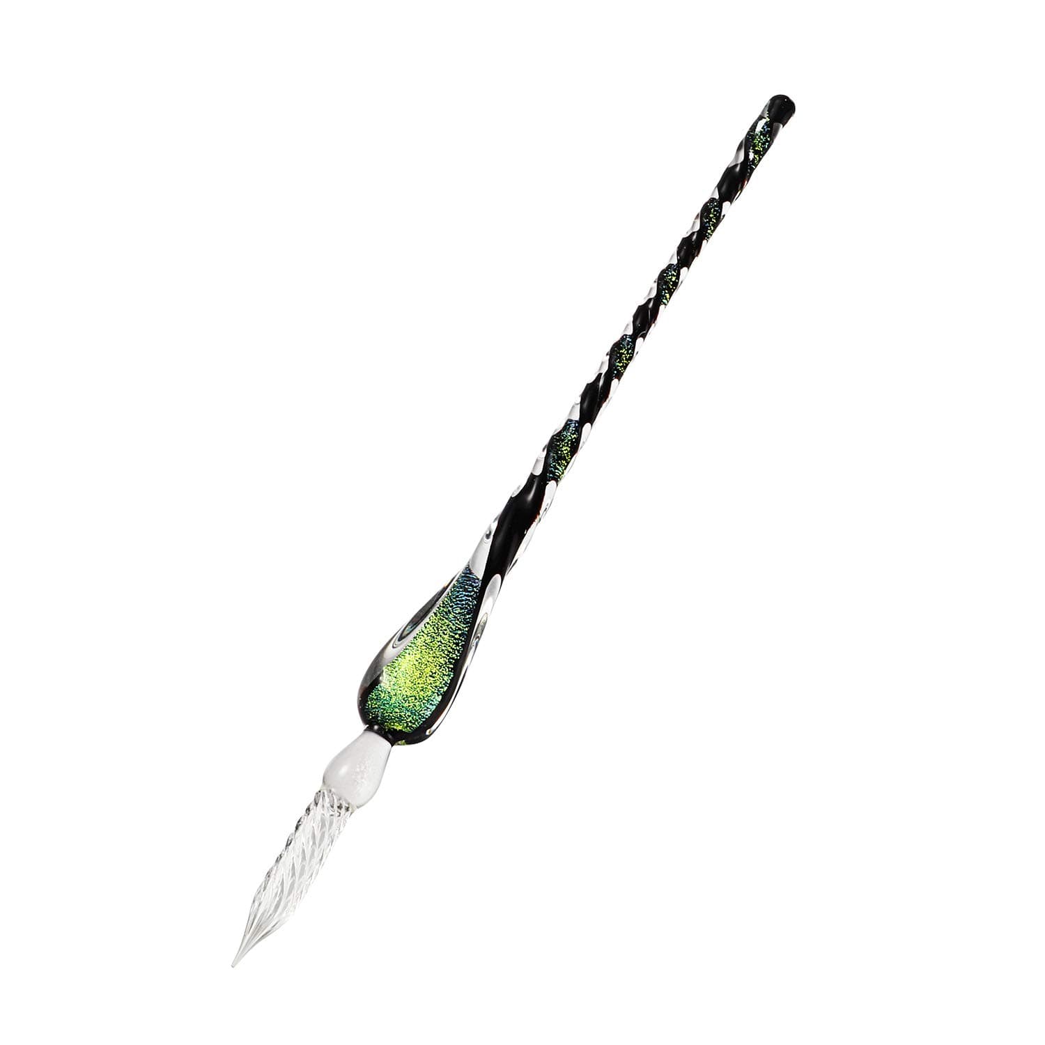 Molshine Handmade Glass Dip Pen Crystal Glass Pen Calligraphy Signature Pen Business Present (Grass green)