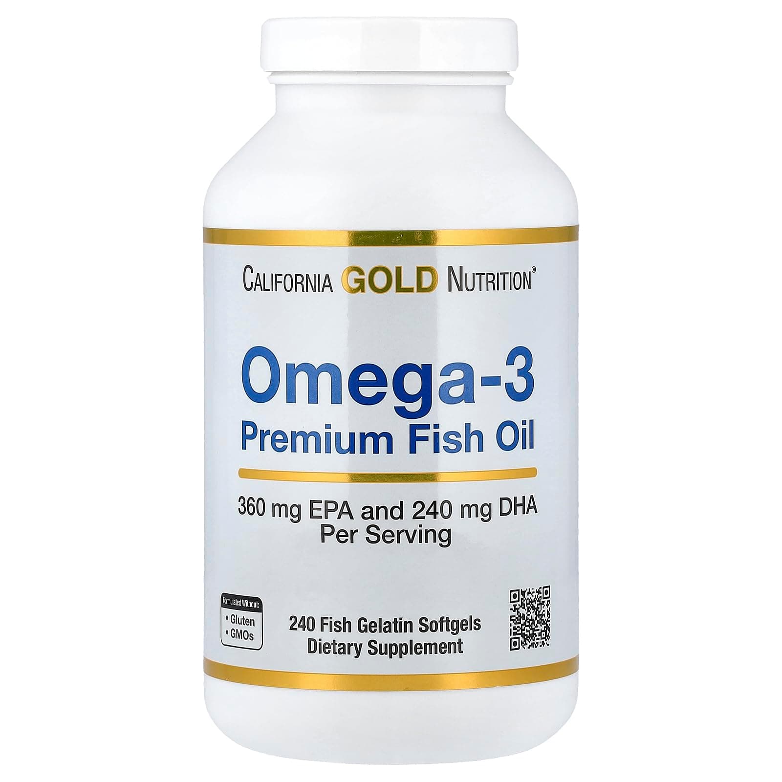California Gold Nutrition Omega-3 240 Gelatin Softgels Premium Fish Oil