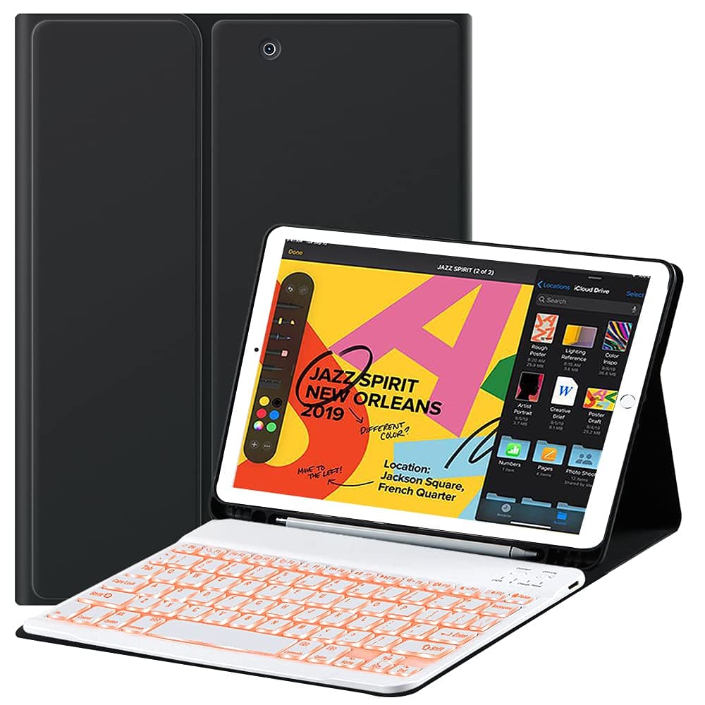 BLIENCE iPad 10.2 Inch Keyboard Case for New iPad 9th Gen (2021)/8th Gen (2020)/7th Generation (2019),Auto Wake/Sleep, Tablet Folio Cover Built-in Pen Holder,with Detachable Wireless Keyboard