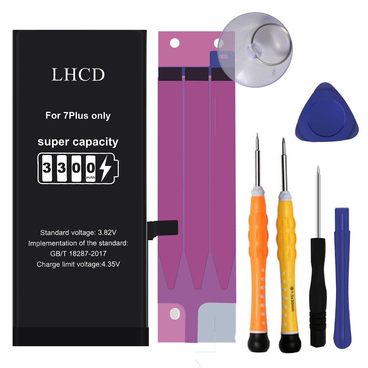 3300mAh Battery Replacement Compatible for iPhone 7 Plus, LHCD High Capacity Li-ion Battery with Professional Full Set Tool Kit with Instruction - Included 24 Months Warranty