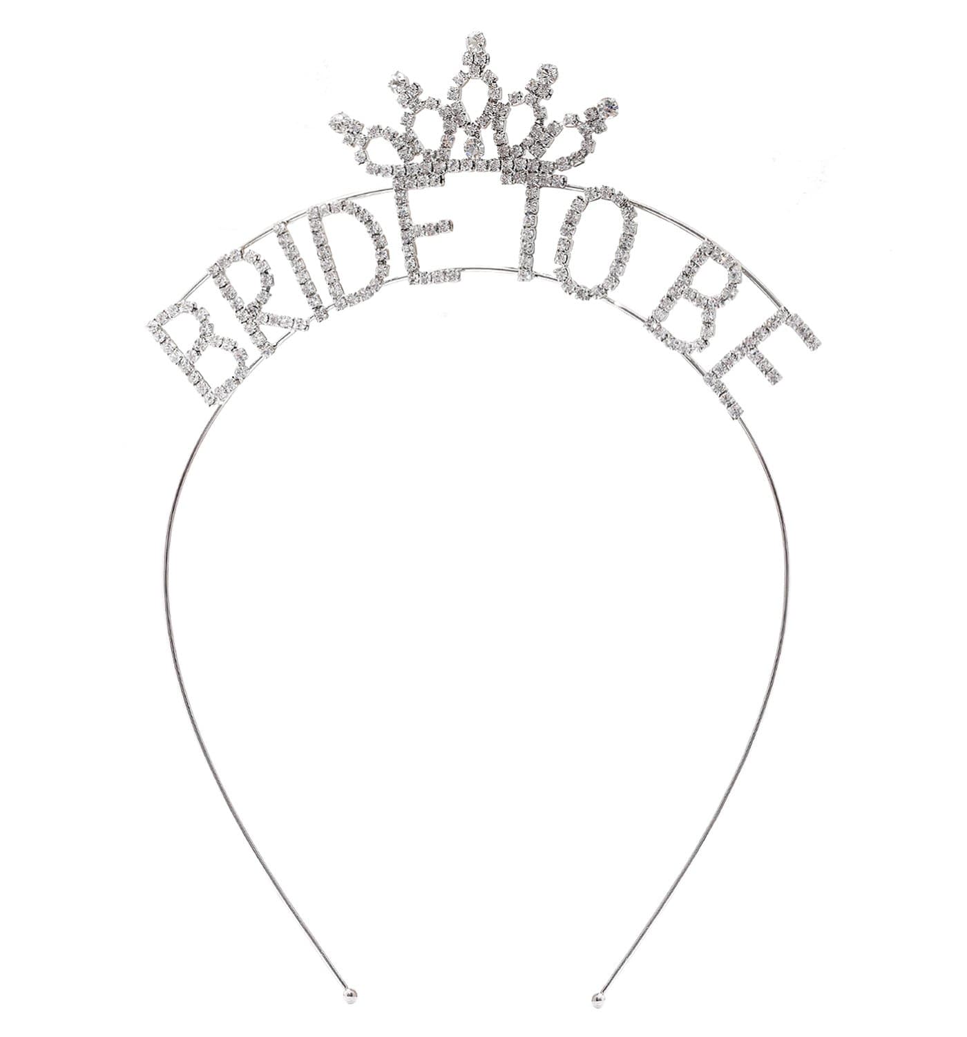 Wedding Party Bridal Headband with Sparkling Rhinestone Elegant Crown Headband Wedding Hair Accessories (BRIDE TO BE CROWN-S)
