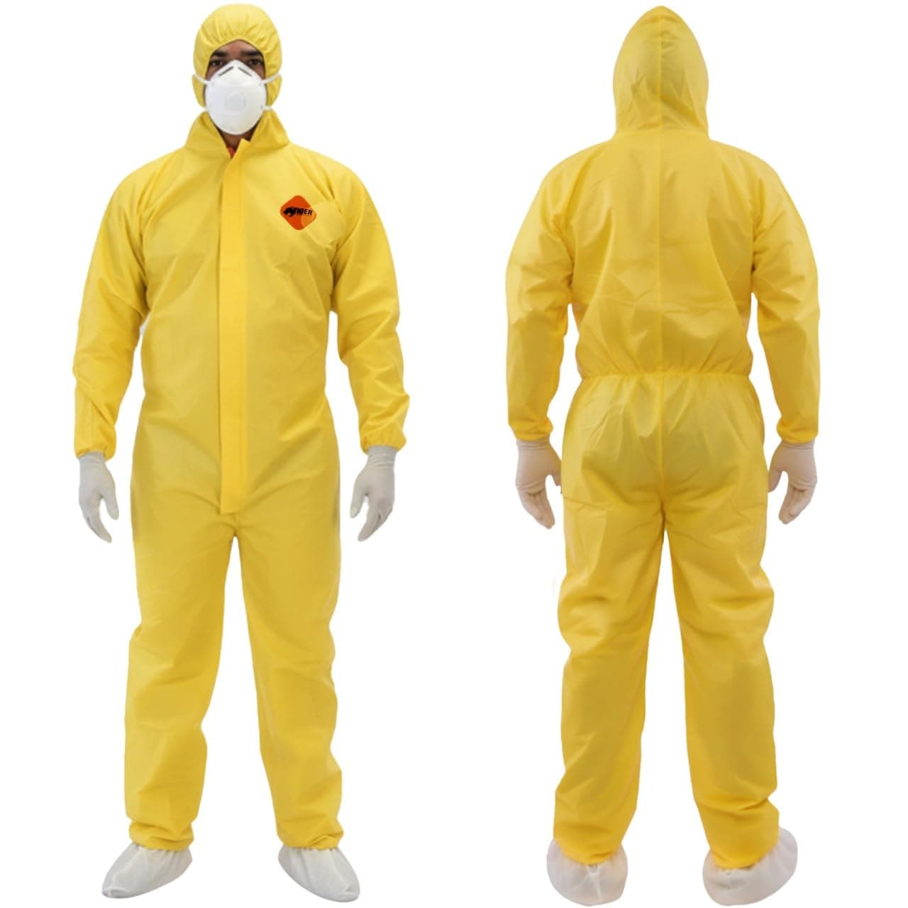 Tiger Tough Yellow Hazmat Suit Disposable - Chemical Protective Coveralls with Hood, PPE Paint Suit, Cleaning Jumpsuit