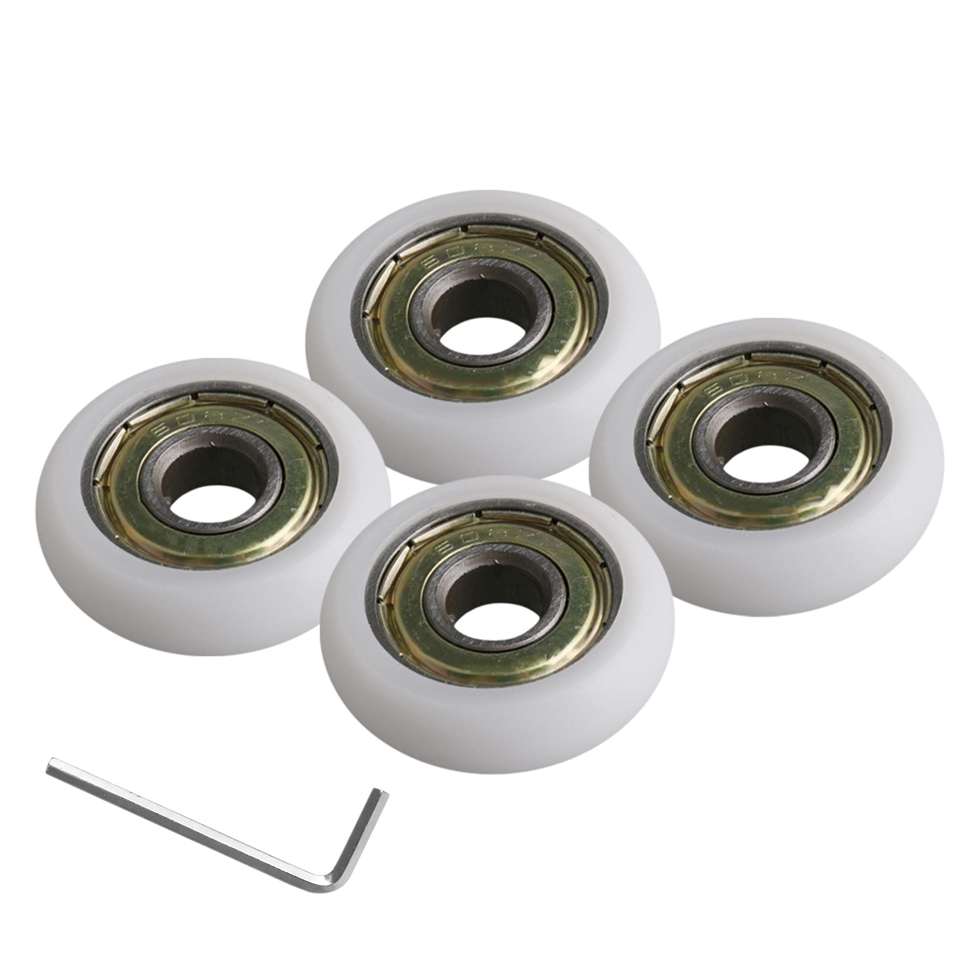 8x30x8.5mm White Ball Bearing Guide Pulley Roller Round Wheel Load 87KG for Door Window Pack of 4