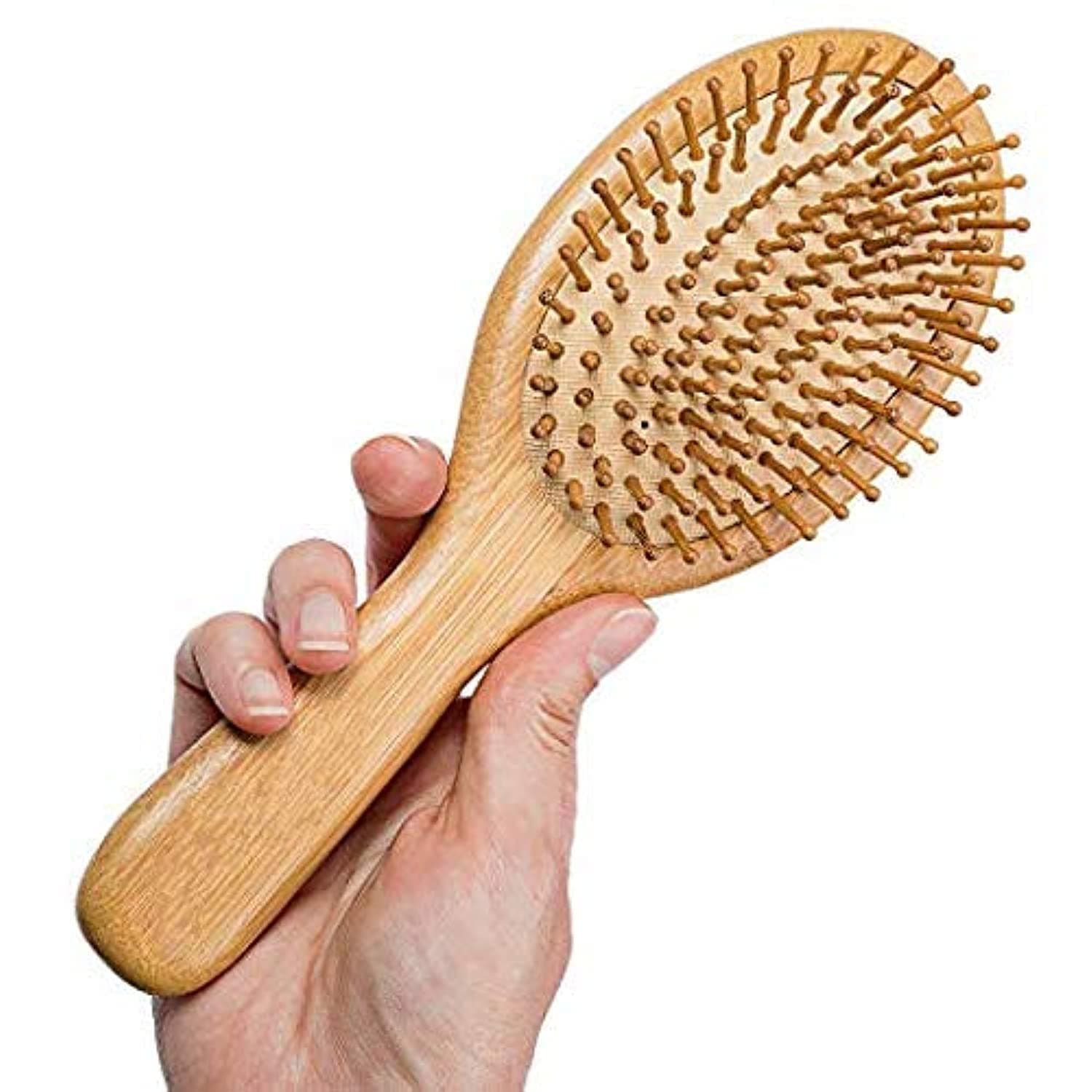 Wet Hair Brush Bamboo Detangling Brush Natural Wooden Paddle Organic Brush for Women Men Kids Scalp Massage Anti-Static, Reducing Hair Breakage Adding Shine